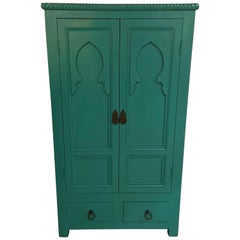 Commode ou armoire vert émeraude design inspiré du Taj Mahal marocain