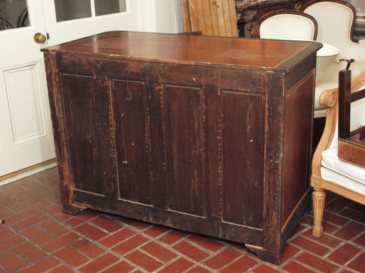 Two Door Painted and Giltwood Map Chest For Sale 2