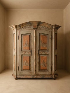 Zweitüriger bemalter Kleiderschrank, datiert 1804 - Möbel der Volkskunst