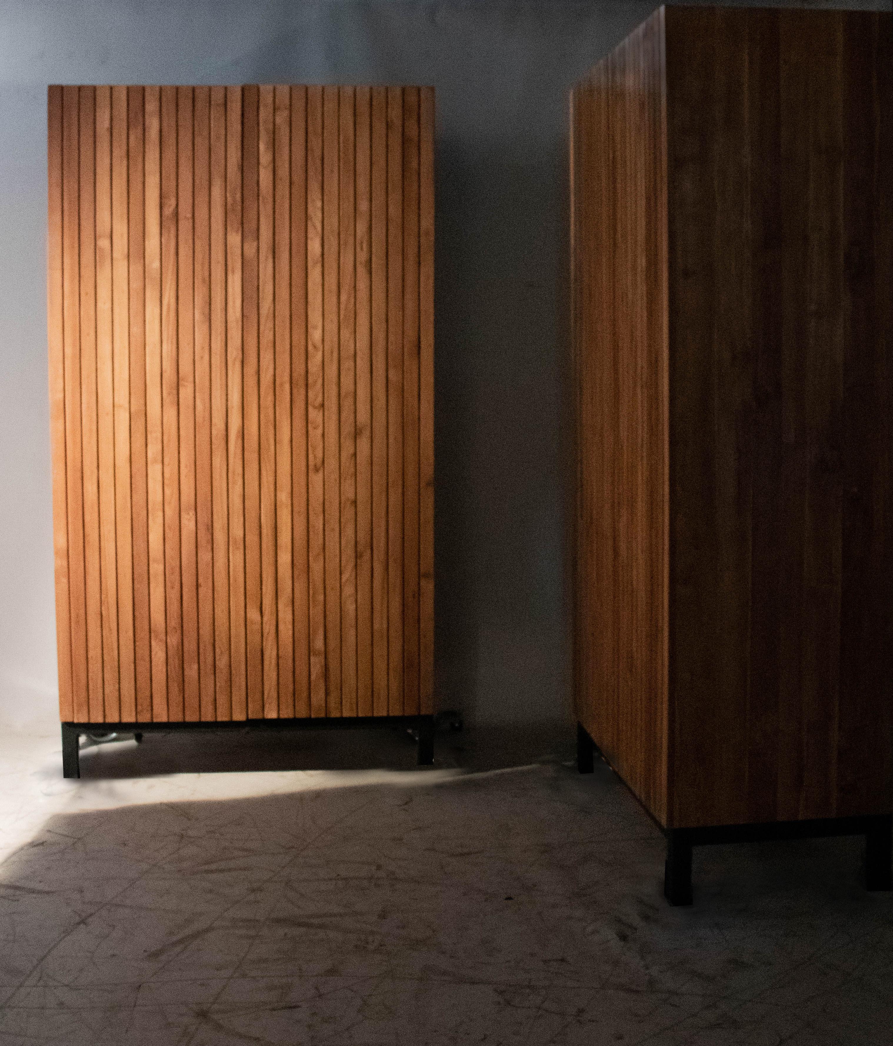 Two Door Slat Mid-Century Modern Cabinet For Sale 4