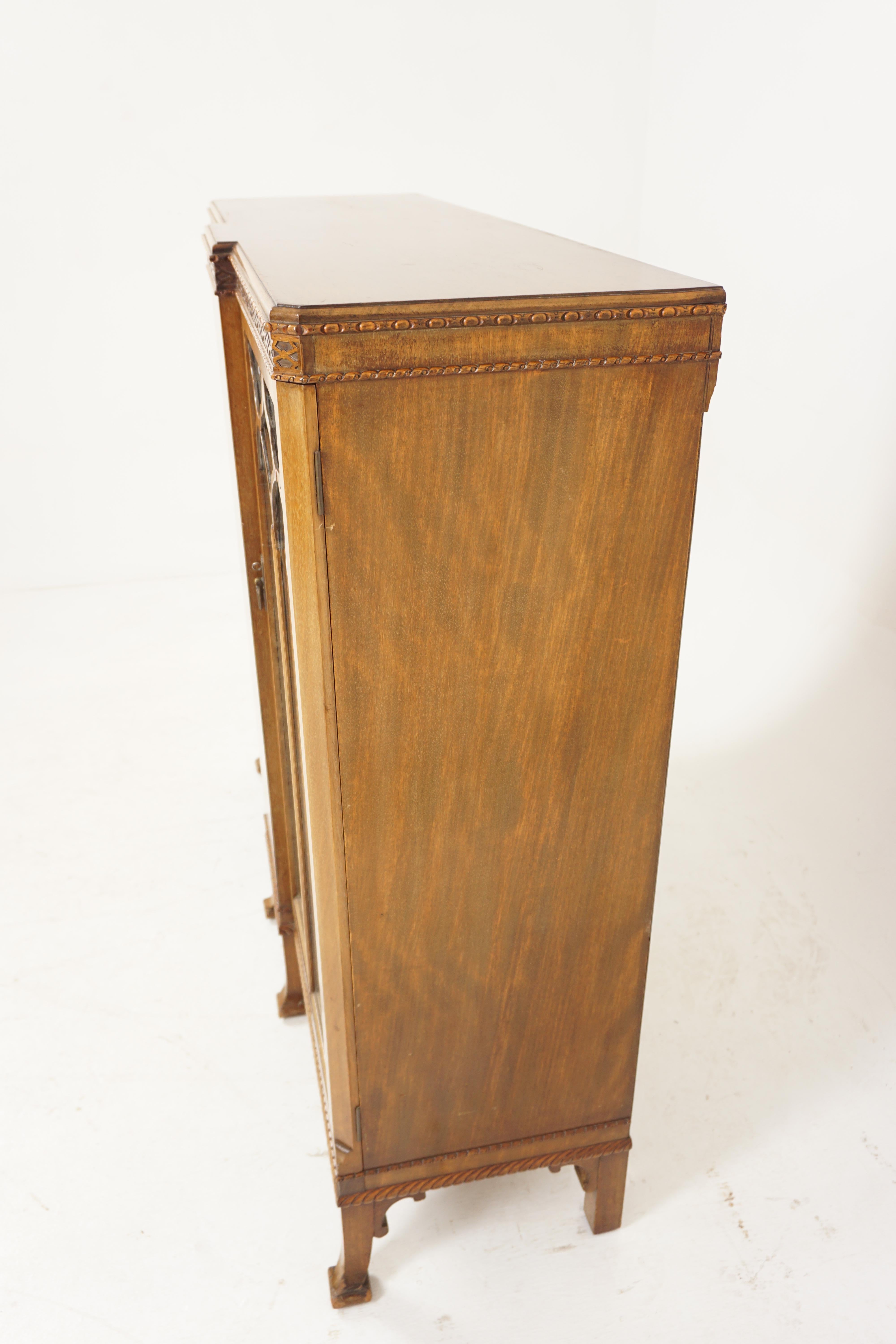 Two Door Walnut China Cabinet, Display Cabinet/Bookcase, Scotland 1930, H1004 4