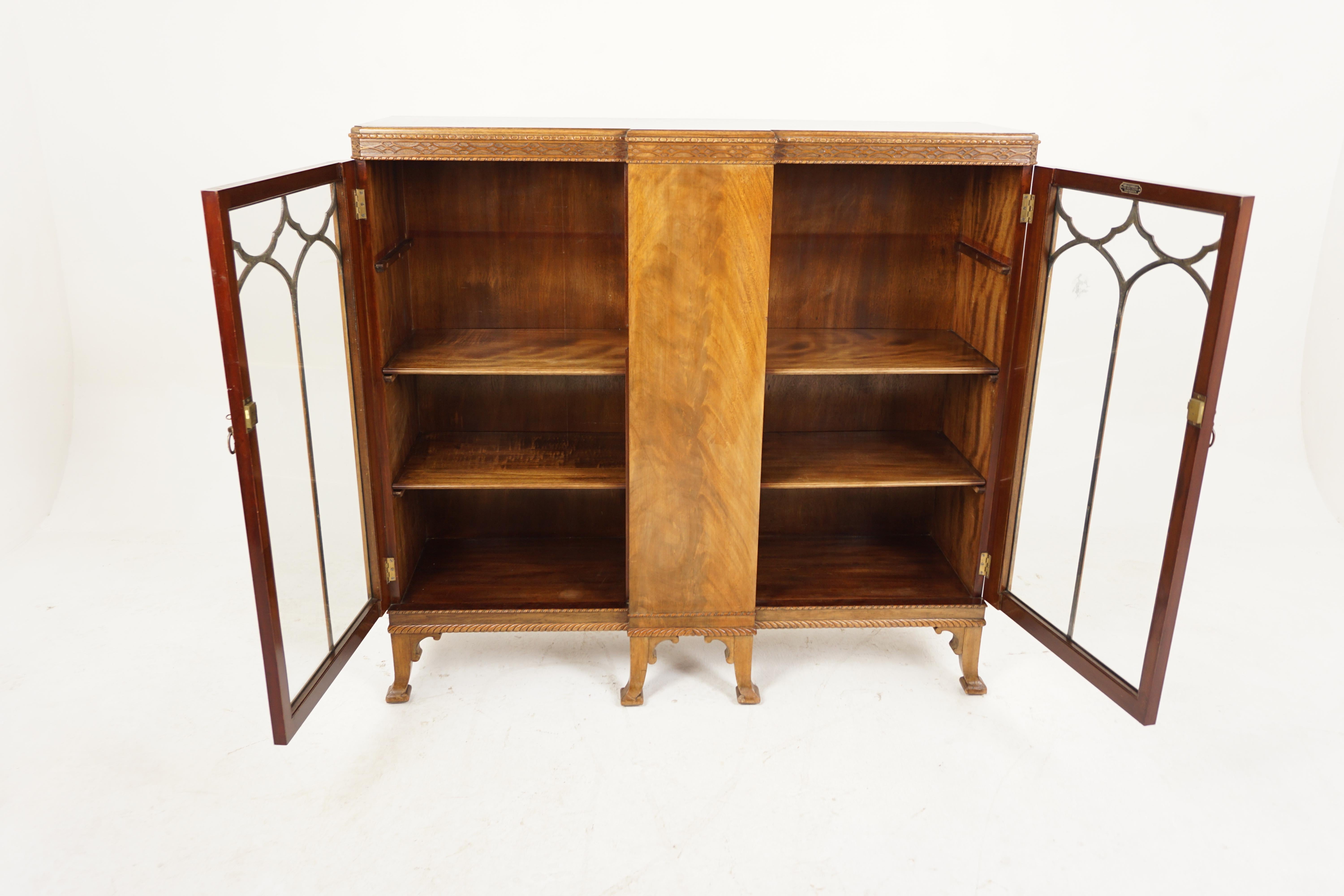 Two Door Walnut China Cabinet, Display Cabinet/Bookcase, Scotland 1930, H1004 1