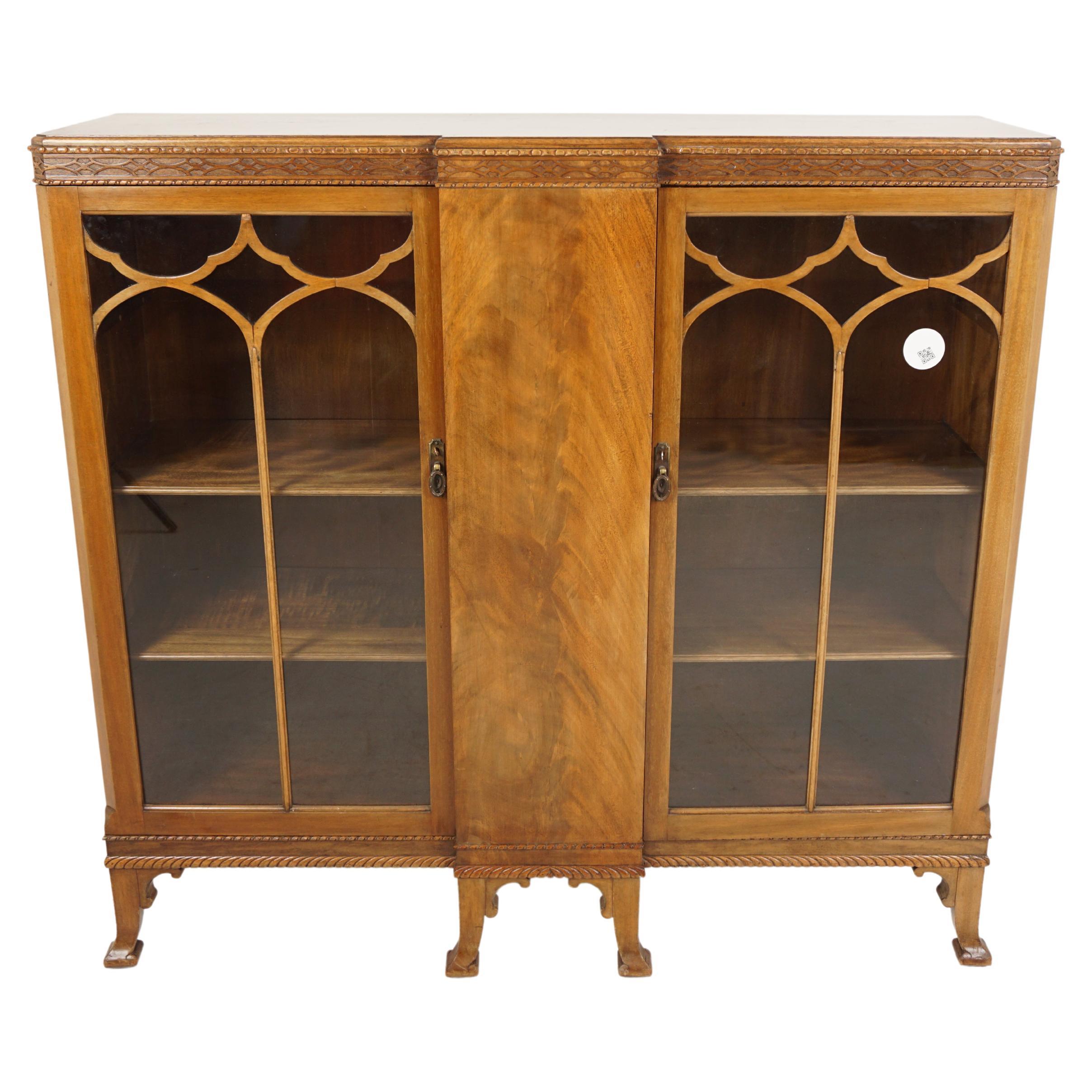 Two Door Walnut China Cabinet, Display Cabinet/Bookcase, Scotland 1930, H1004