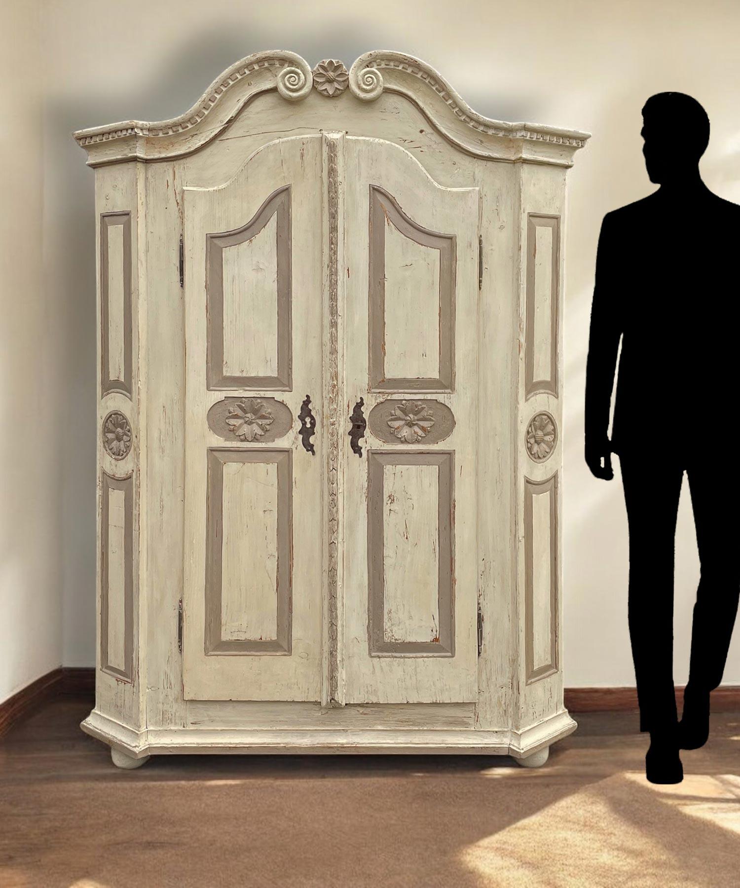 Two Doors European Cabinet in White and Gray 9