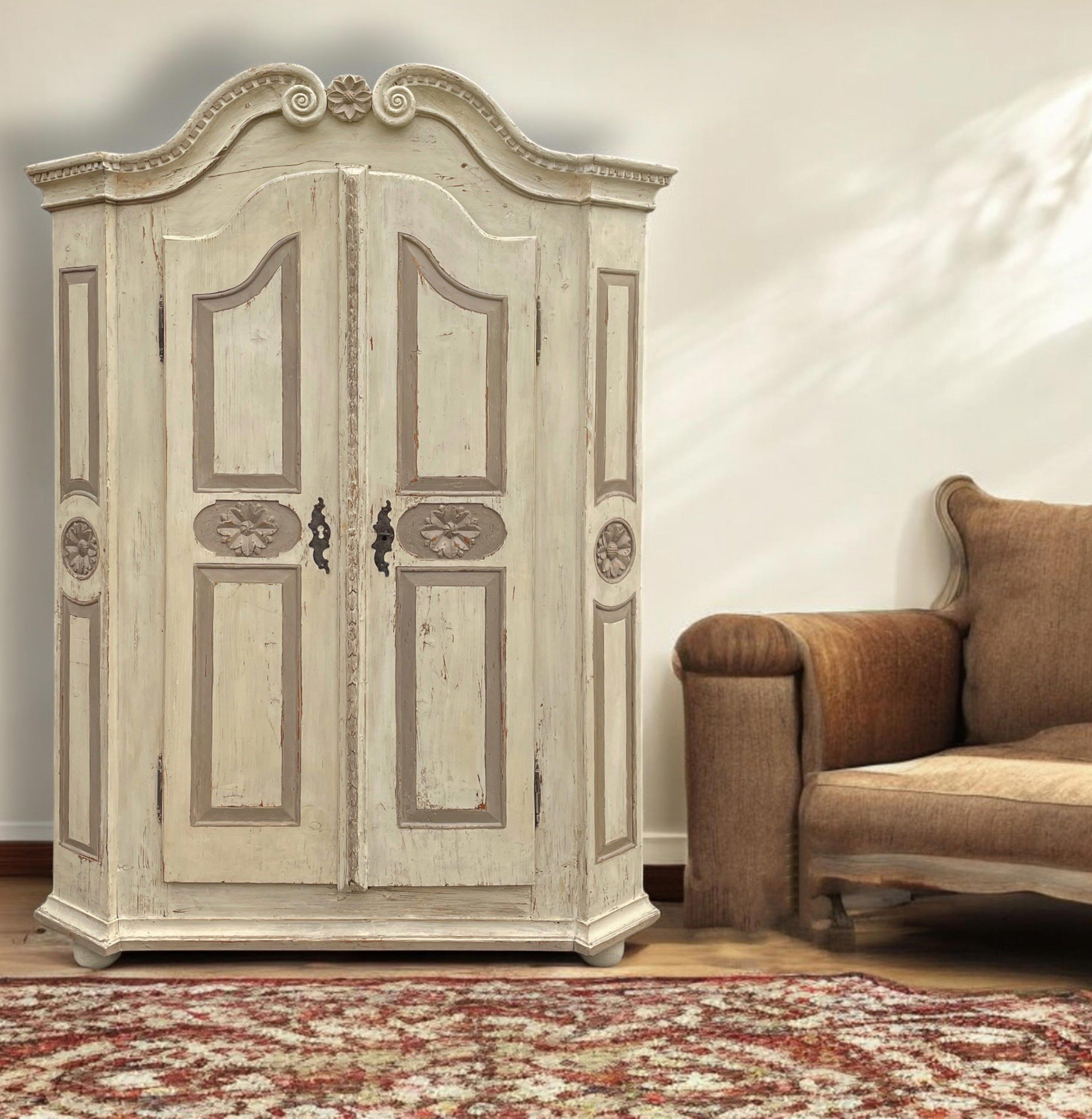 Dipinto Two Doors European Cabinet in White and Gray