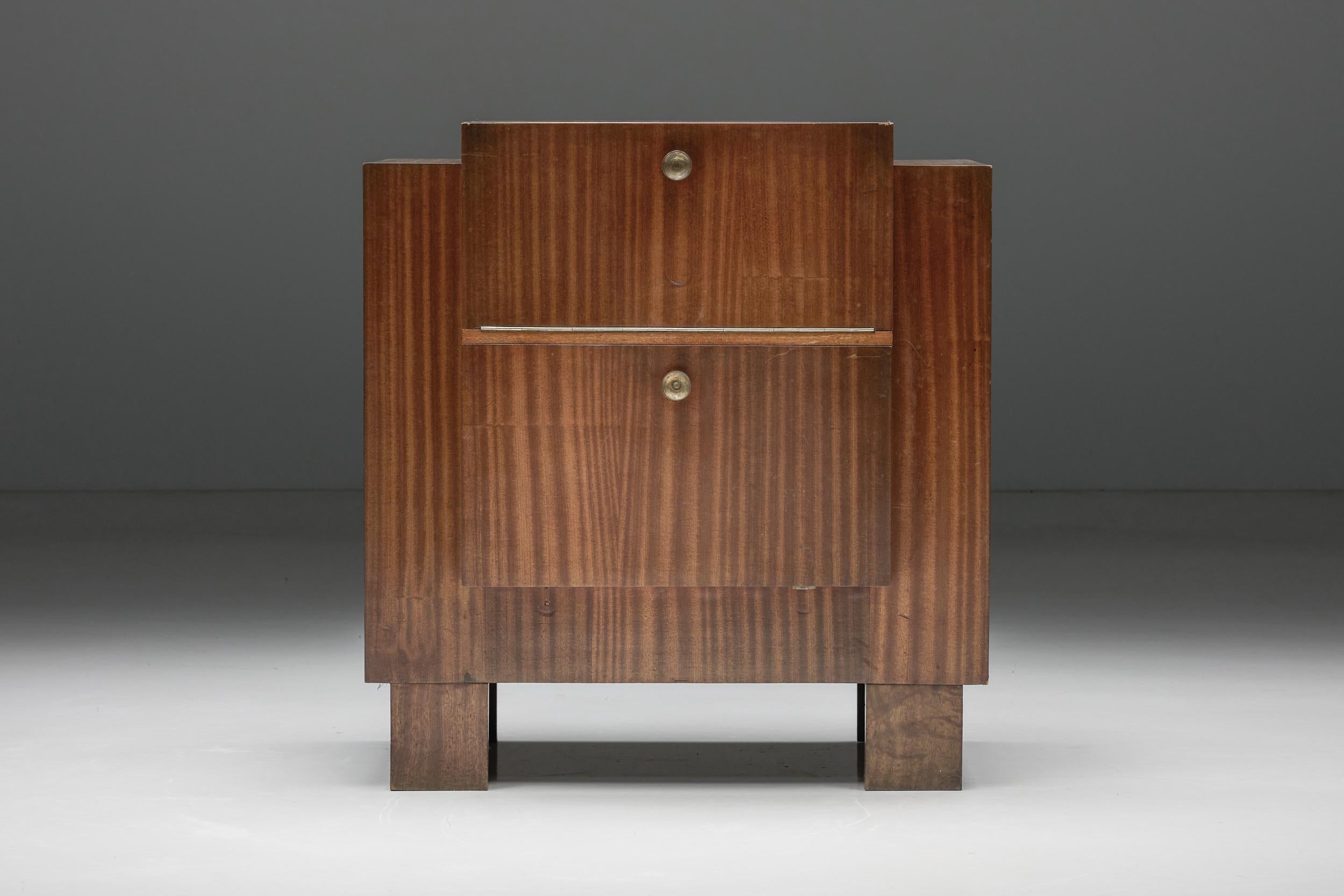 Mid-20th Century Two-Doors Cabinet in Modernist Style by John Van Zeeland, Belgium, 1933 For Sale