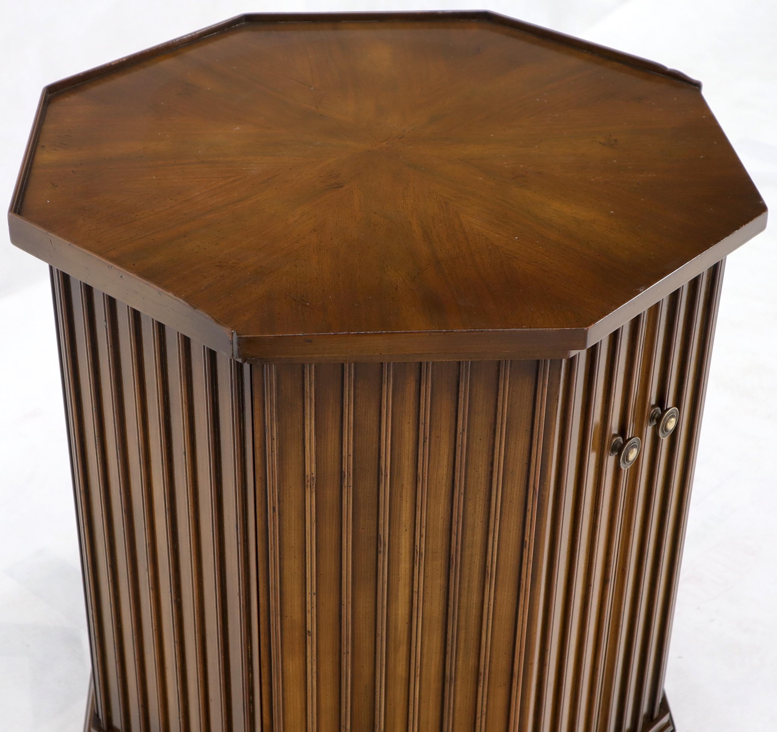 Two Doors Compartment Cabinet Octagon Shape Side Occasional End Table Pedestal In Excellent Condition For Sale In Rockaway, NJ