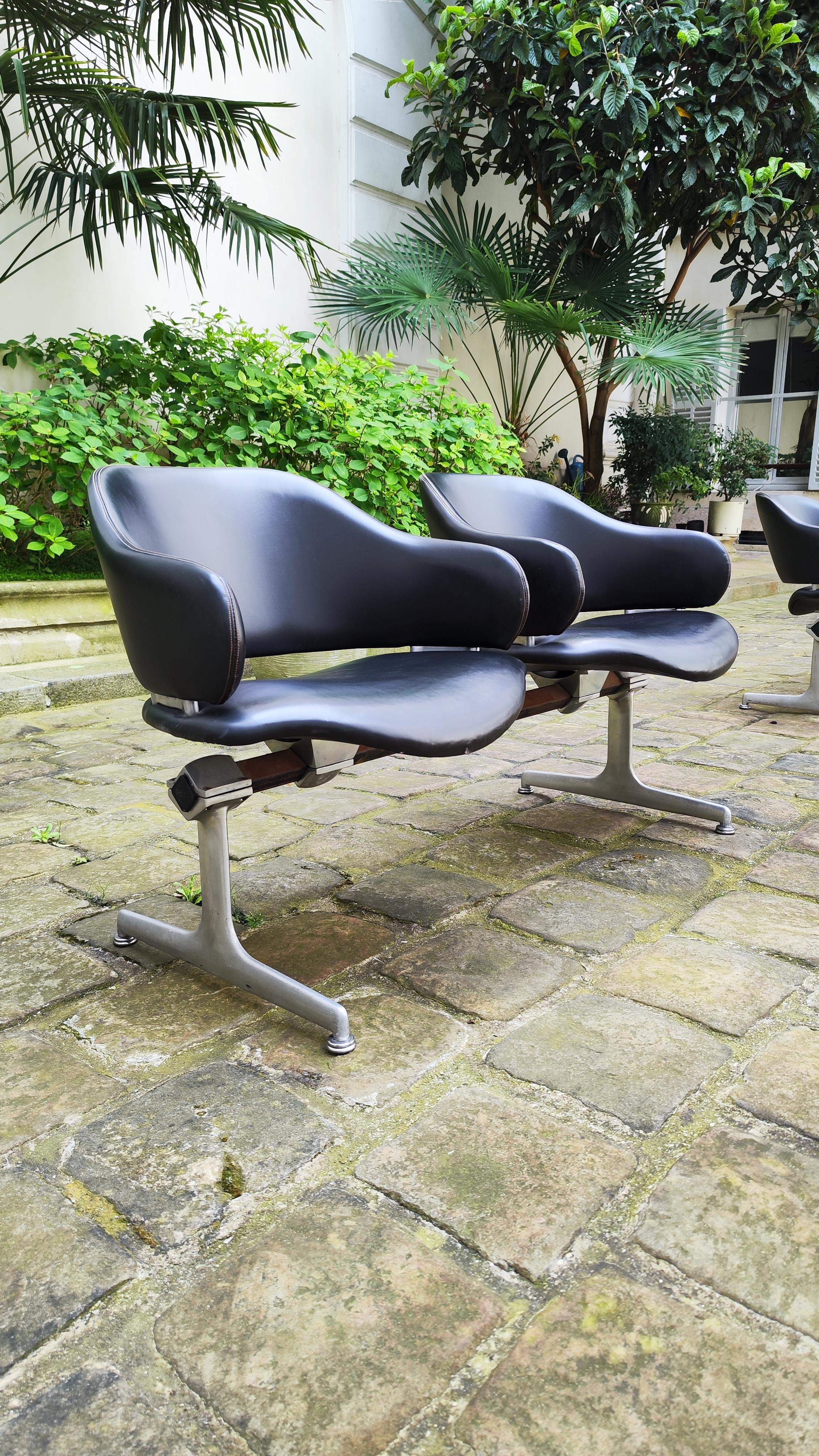 Two Double Chairs leather benches Geoffrey Harcourt Artifort 60s - 1960 For Sale 4