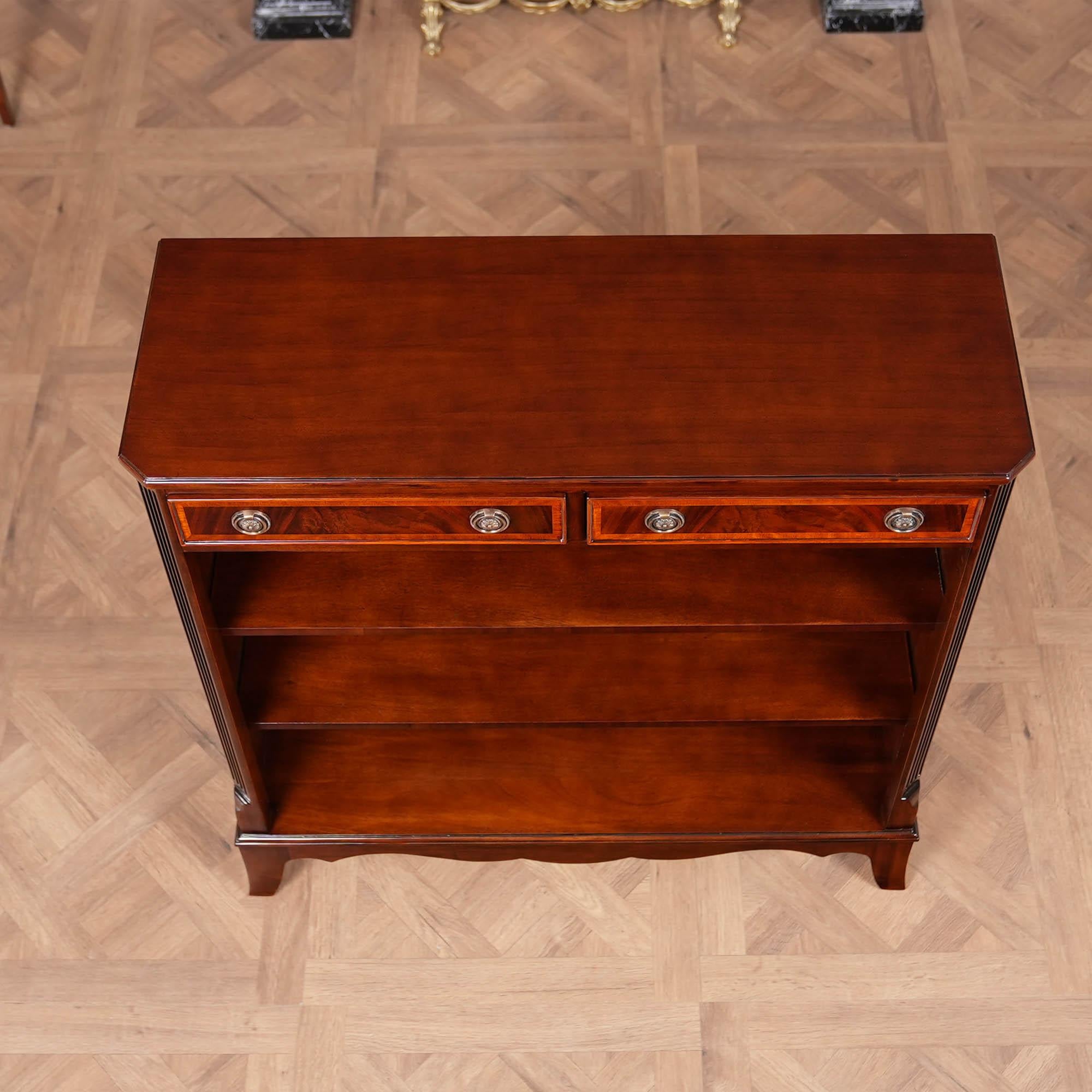Hand-Carved Two Drawer Bookcase For Sale