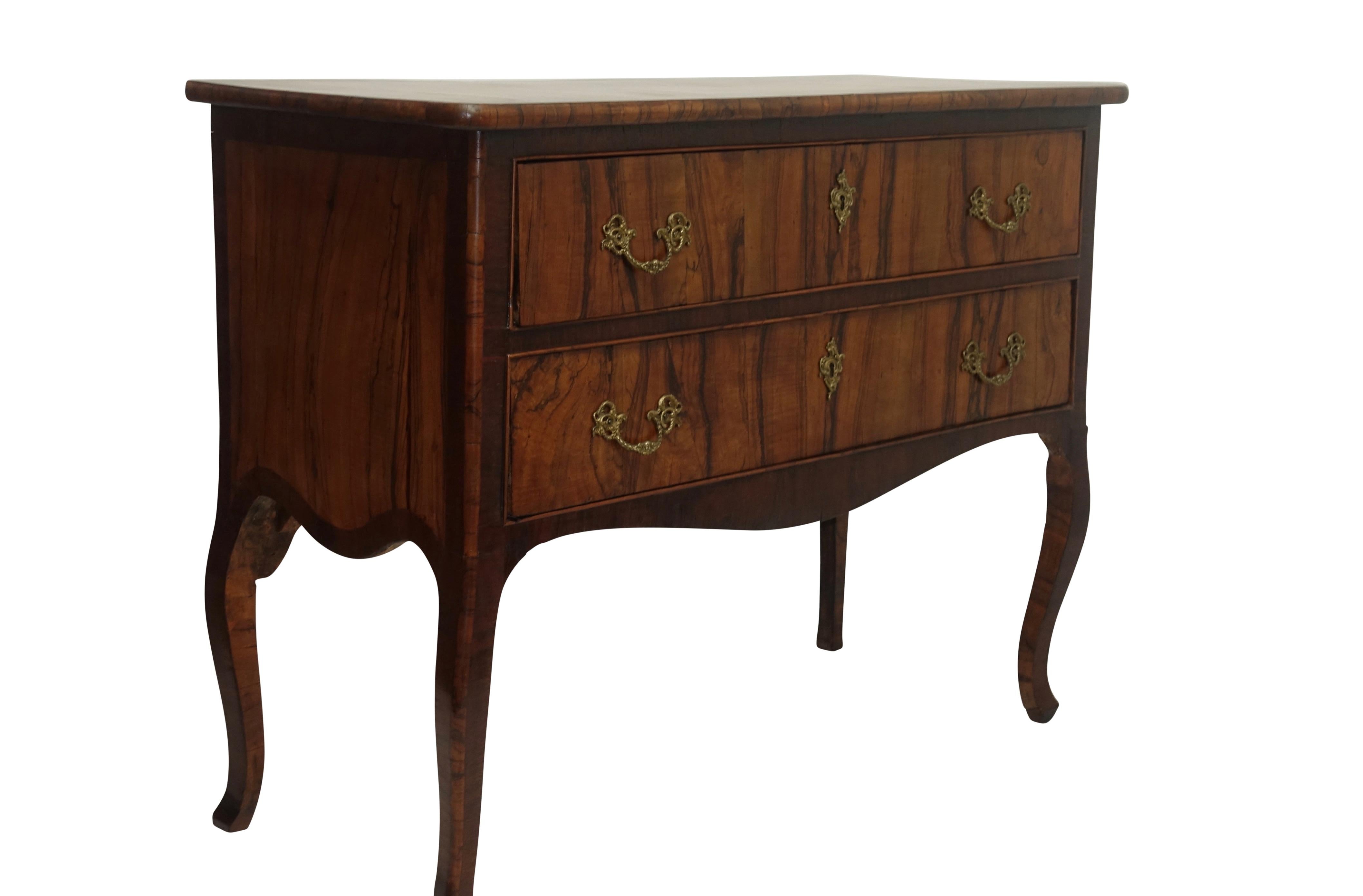 Inlay Two-Drawer Commode of Mahogany and Circassian Walnut, Portuguese,  18th Century