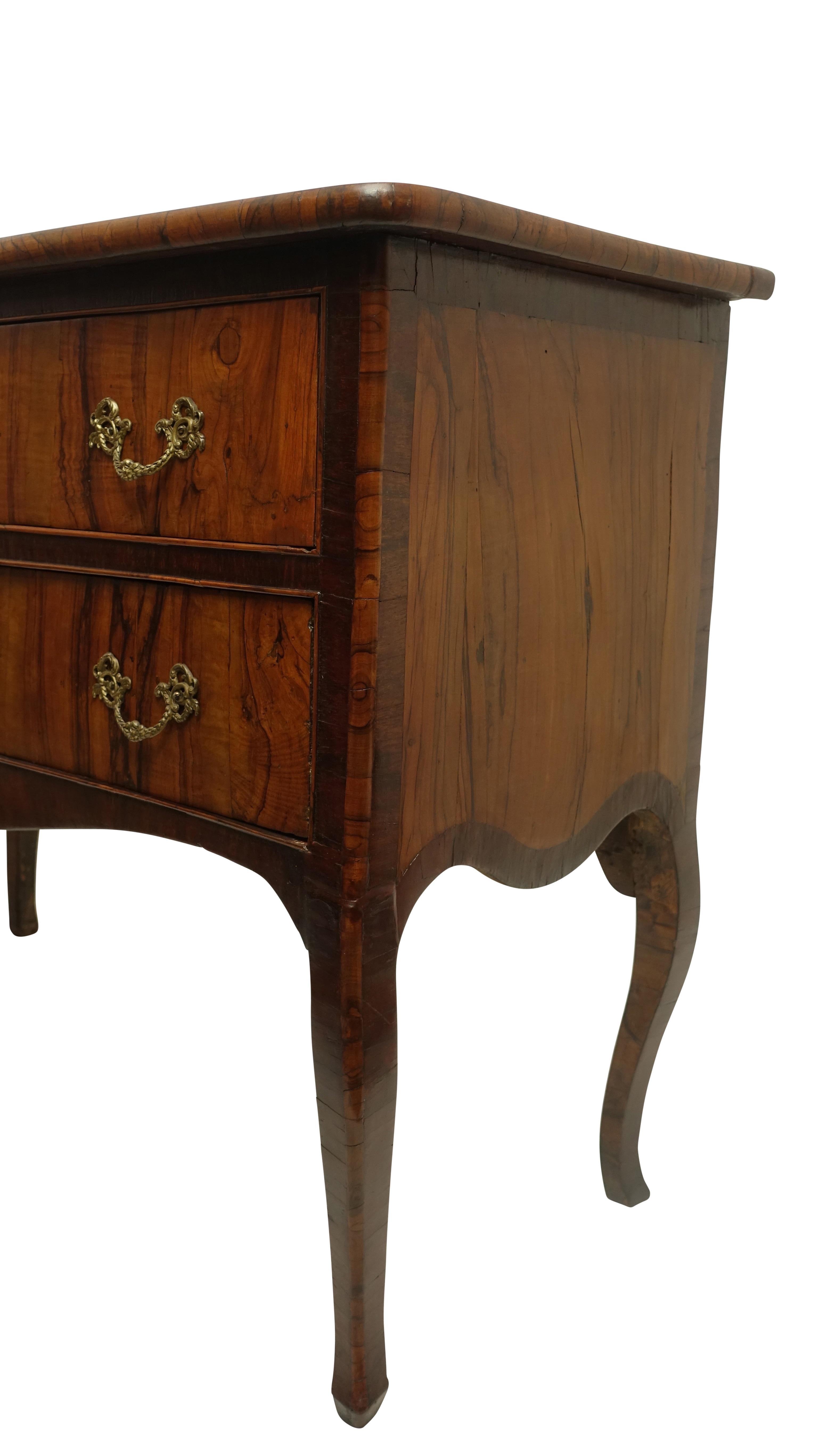 Two-Drawer Commode of Mahogany and Circassian Walnut, Portuguese,  18th Century In Good Condition In San Francisco, CA