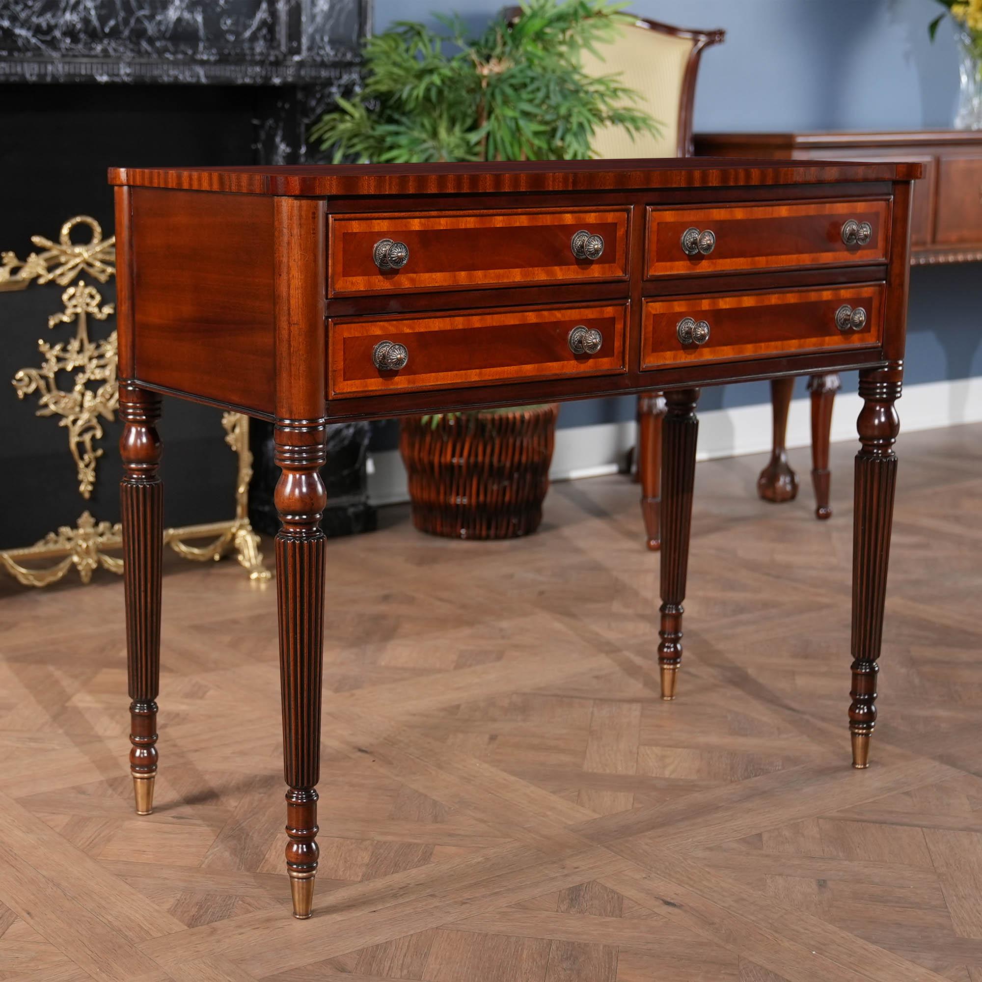 Hand-Carved Two Drawer Console Table For Sale