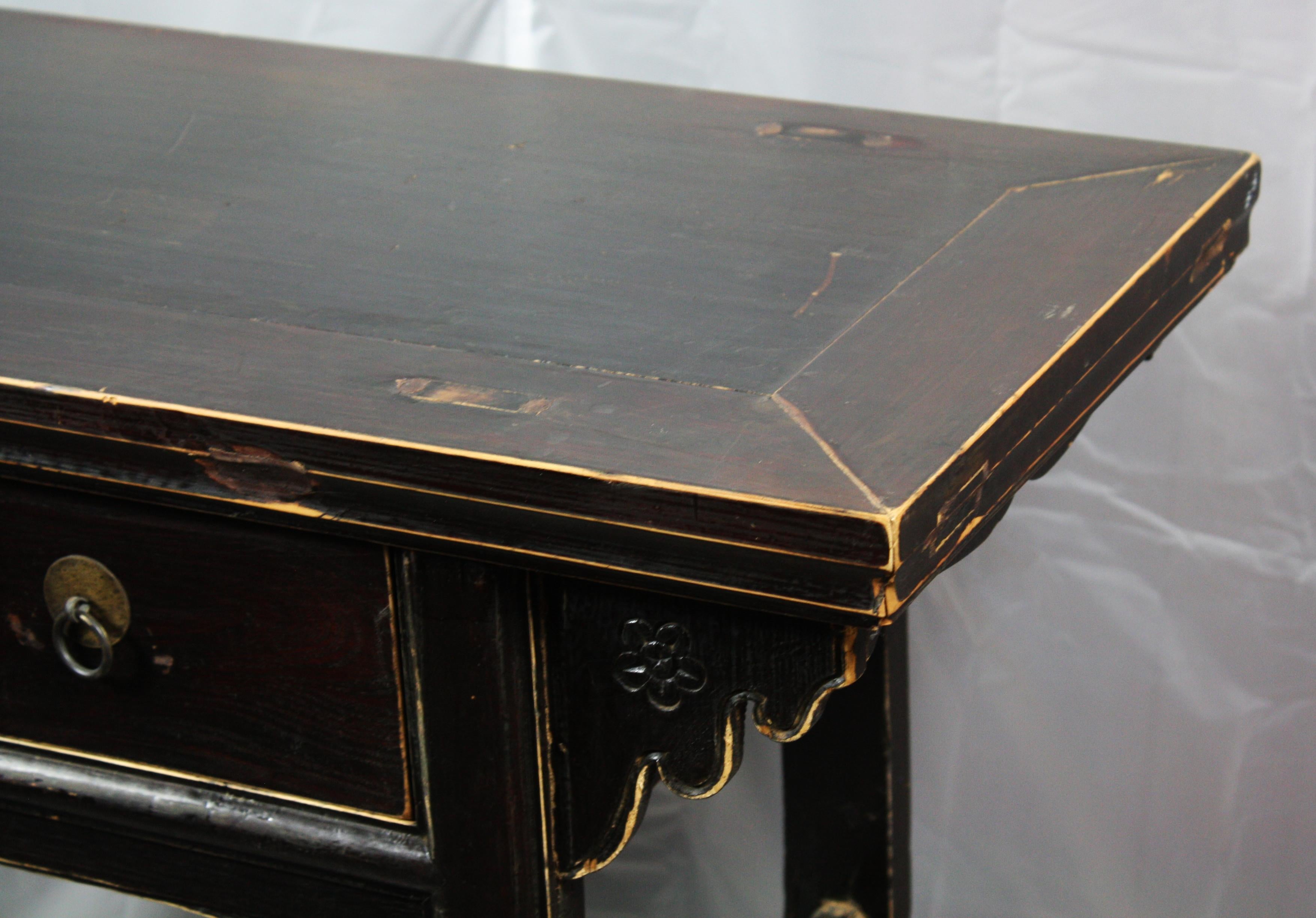 Two-Drawer Dark Reddish Black Accent Table In Good Condition For Sale In Merrimack, NH
