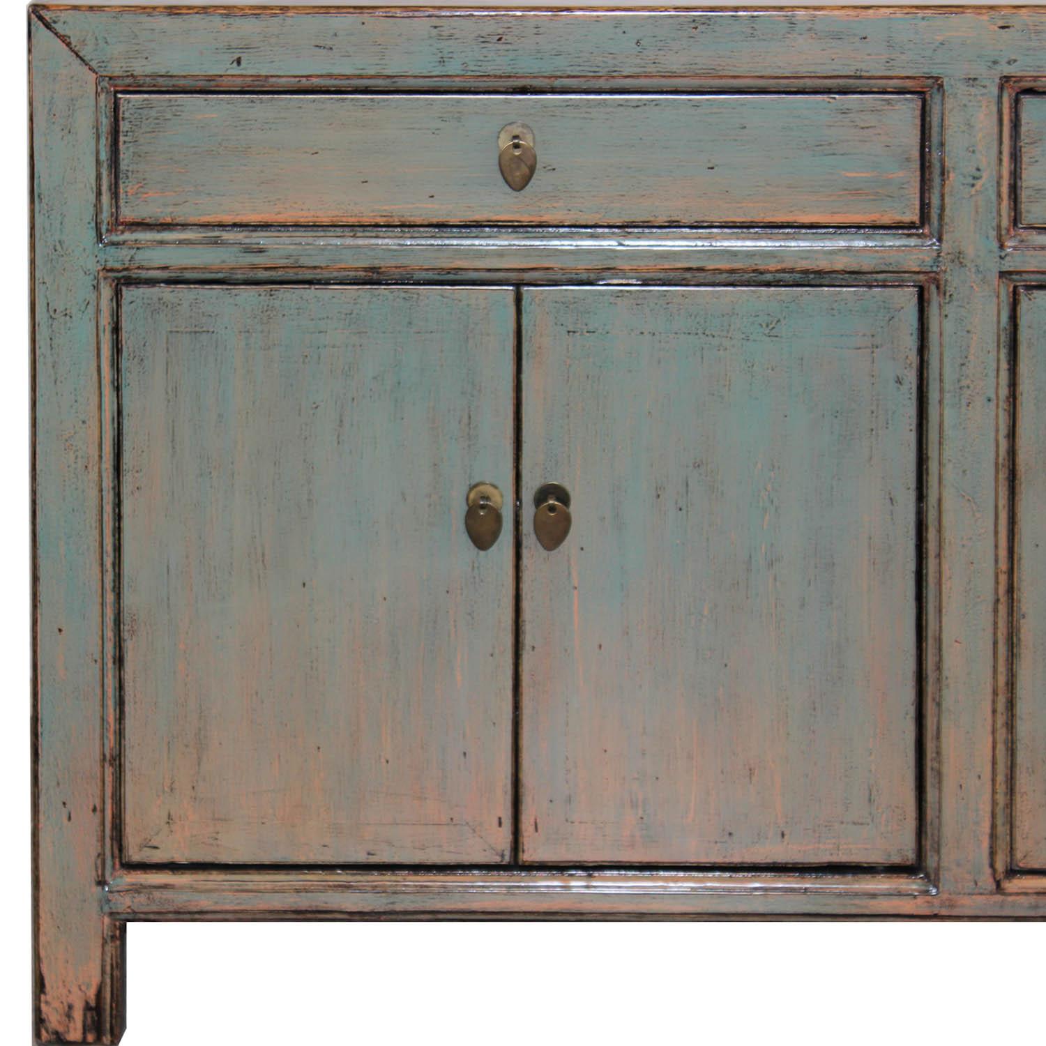 Two-Drawer Green/Blue Sideboard In Excellent Condition In San Francisco, CA