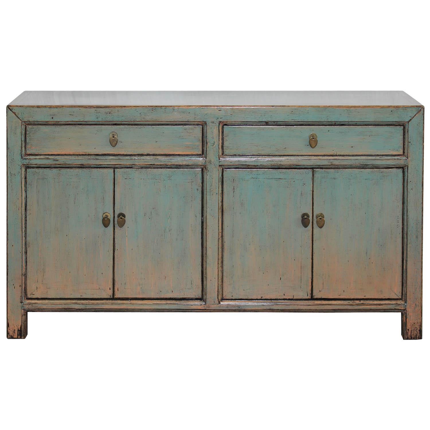Two-Drawer Green/Blue Sideboard
