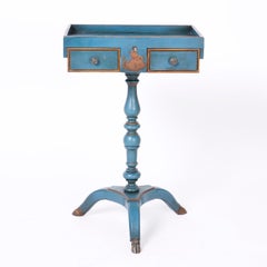 Two-Drawer Italian Painted Stand with Chinoiserie Decorations