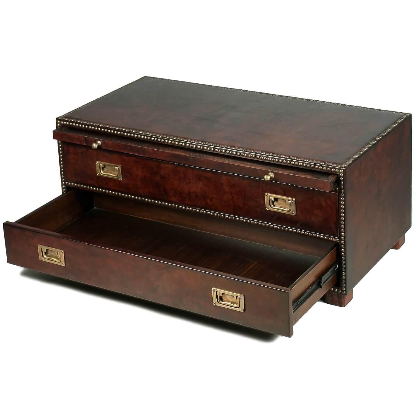 leather trunk coffee table