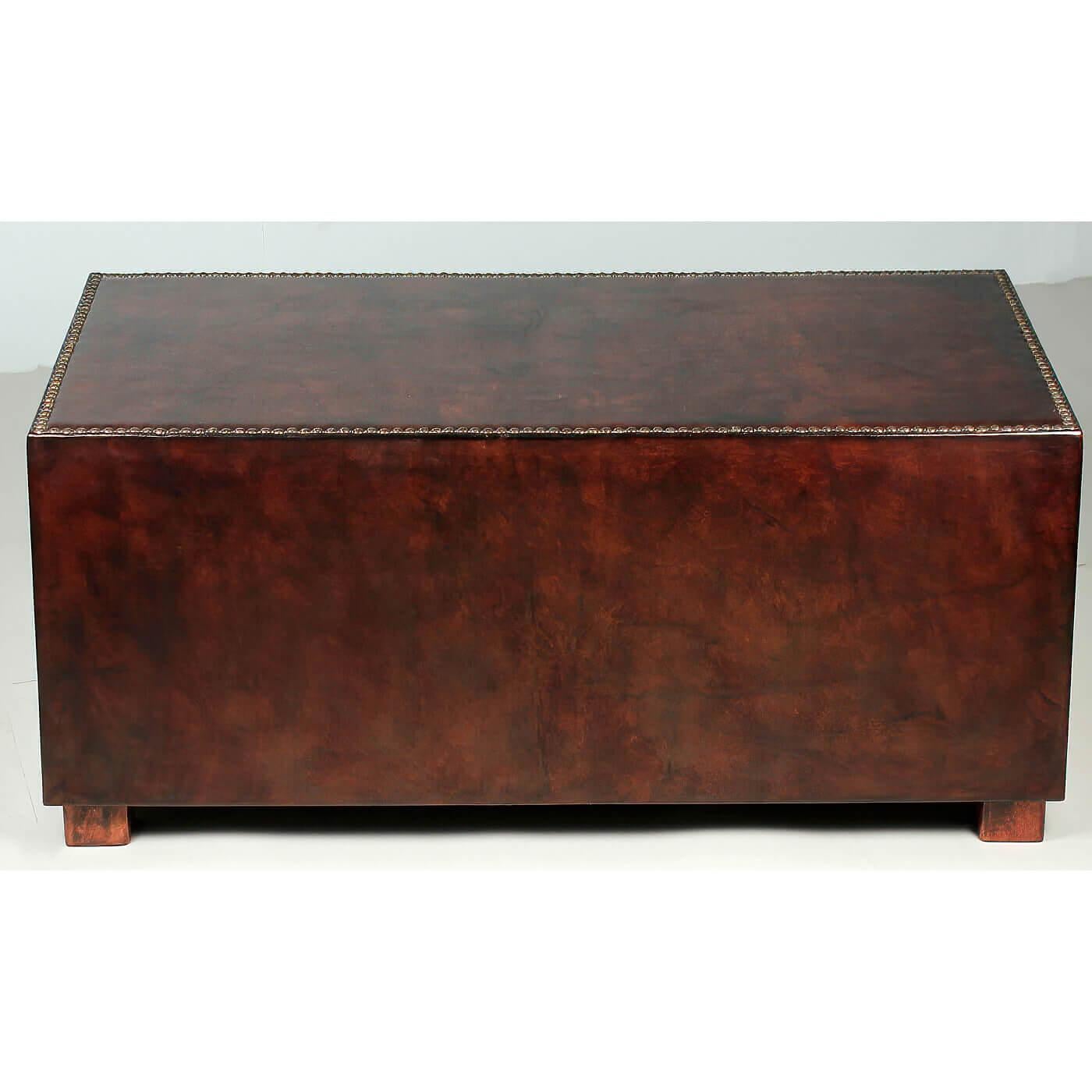 Campaign Two-Drawer Leather Wrapped Coffee Table