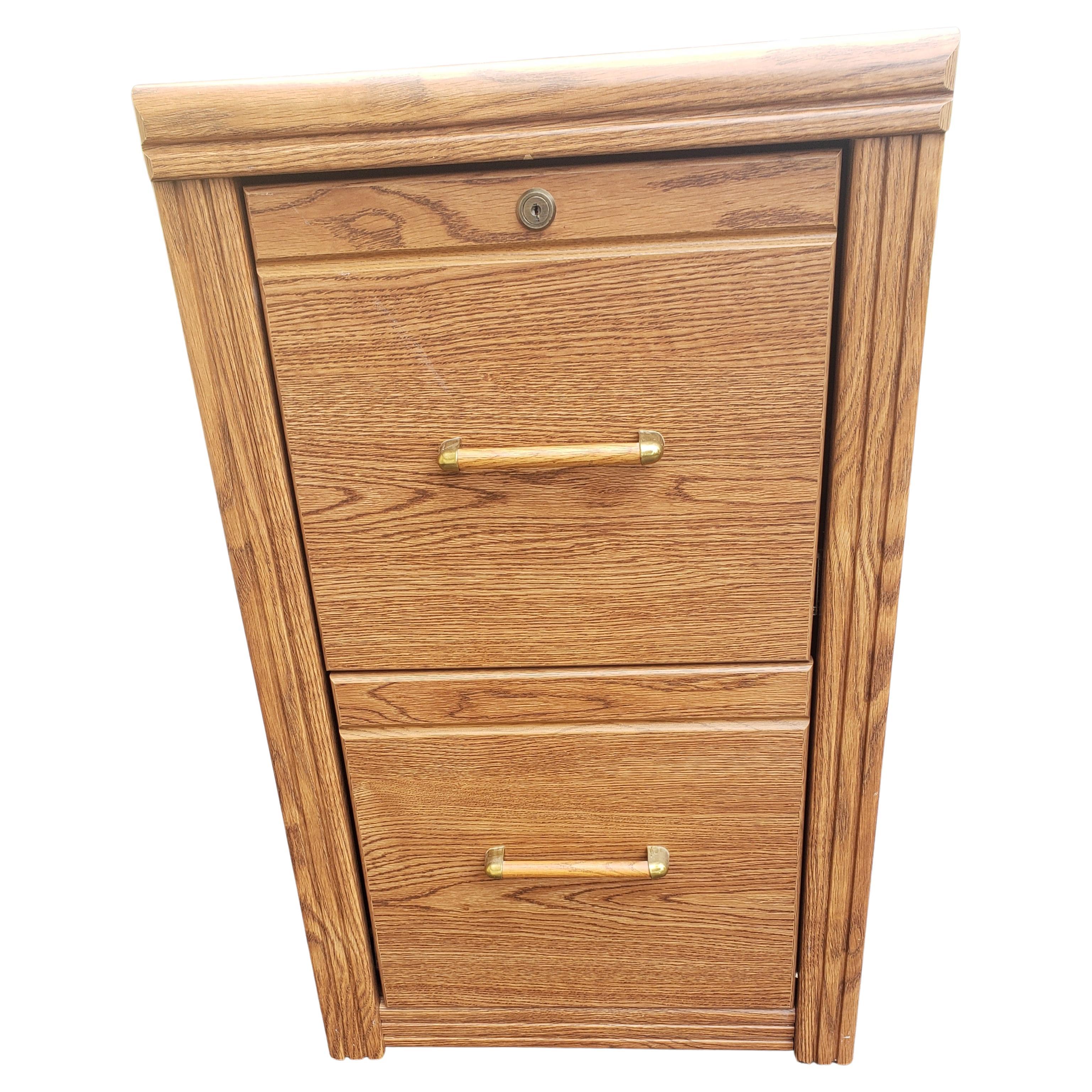 Woodwork Two-Drawer Locking Filing Cabinet with Build-In Hanging File Folder Rails For Sale