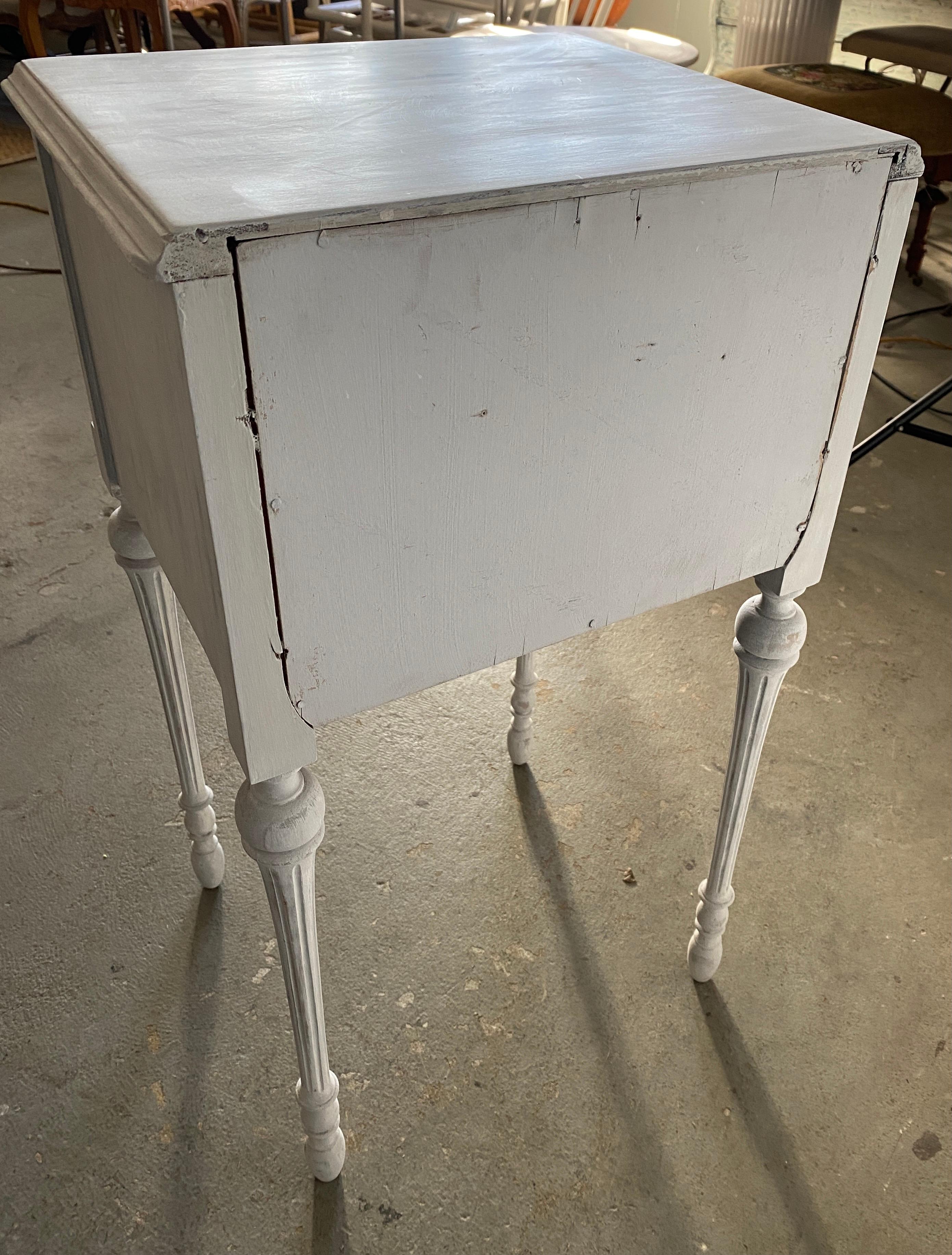 Two Drawer Louis XVI Style Painted Night Stand In Good Condition In Sheffield, MA