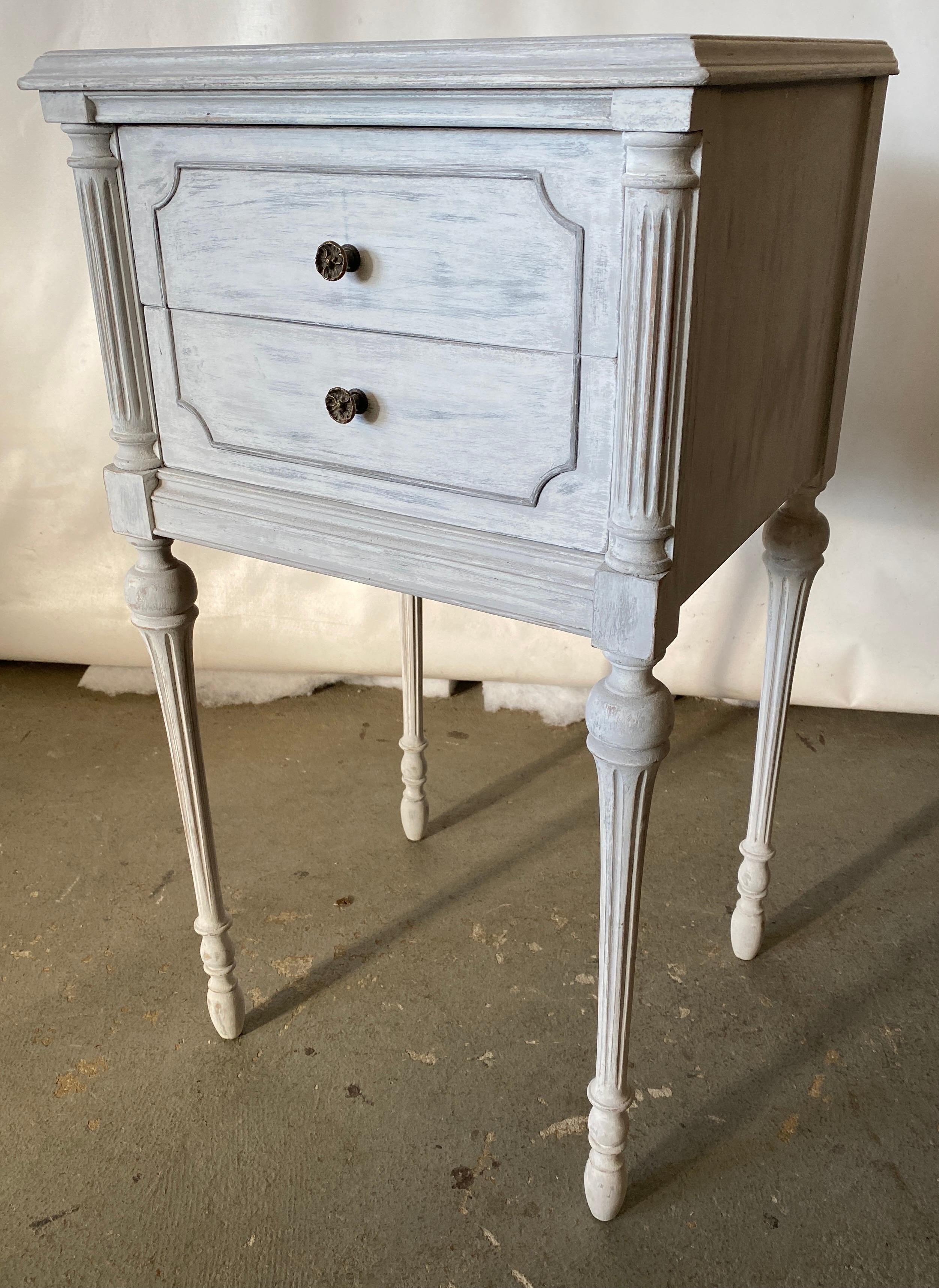 20th Century Two Drawer Louis XVI Style Painted Night Stand