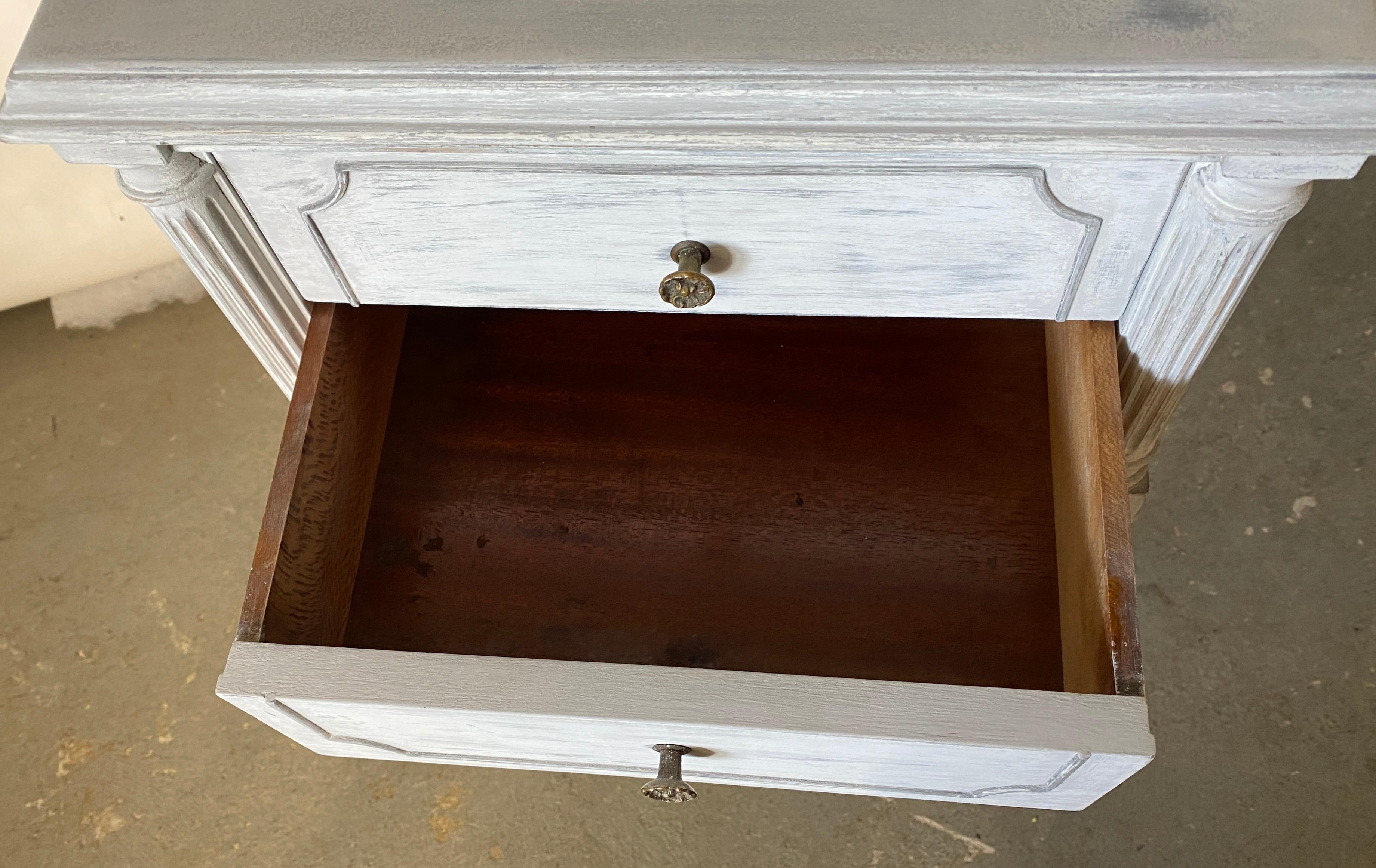 Two Drawer Louis XVI Style Painted Night Stand 2