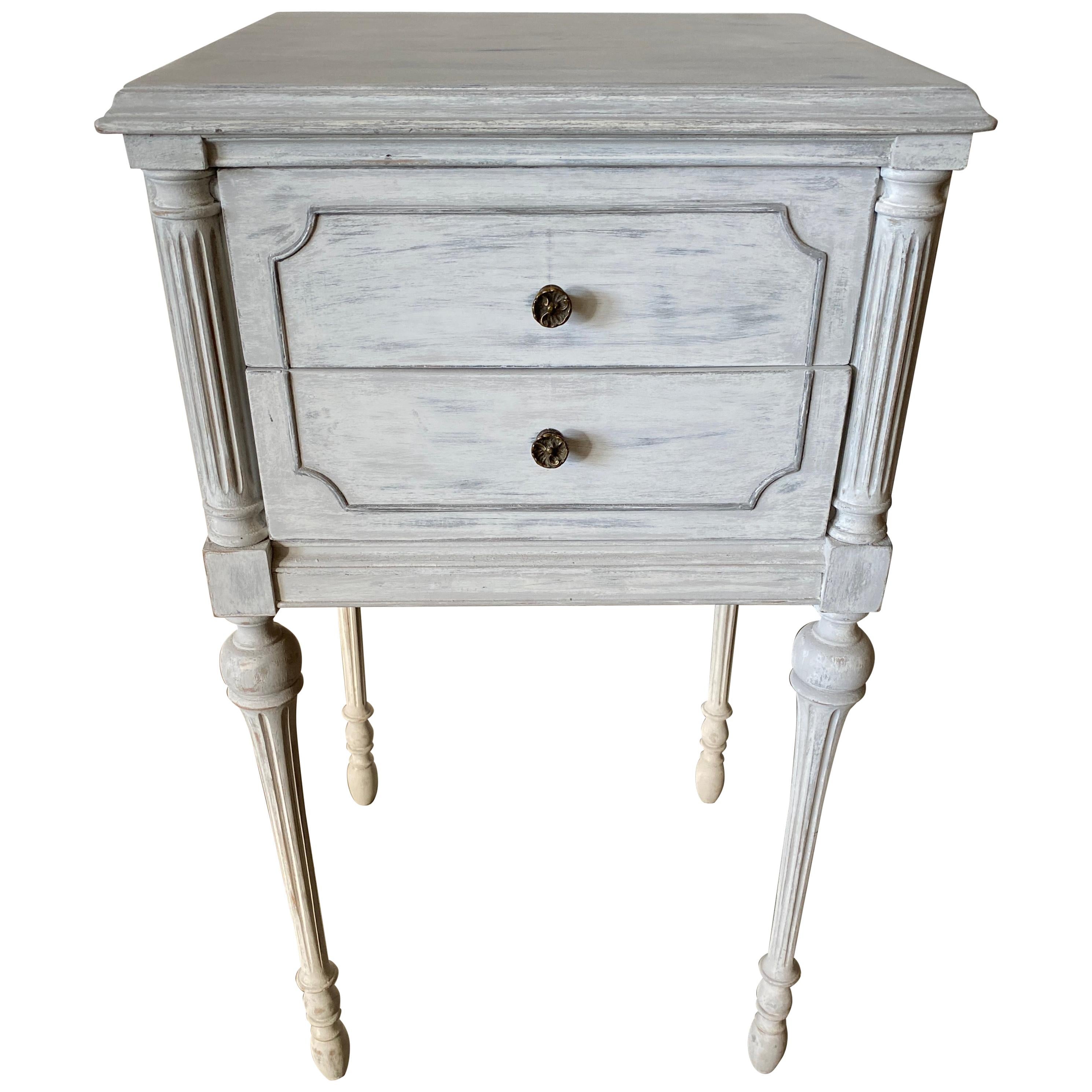 Two Drawer Louis XVI Style Painted Night Stand