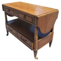 Two-drawer Maple Drop Leaf Rolling Buffet Server, Circa 1970s