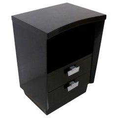 Vintage Two-Drawer Nightstand Table with Ebonized Finish