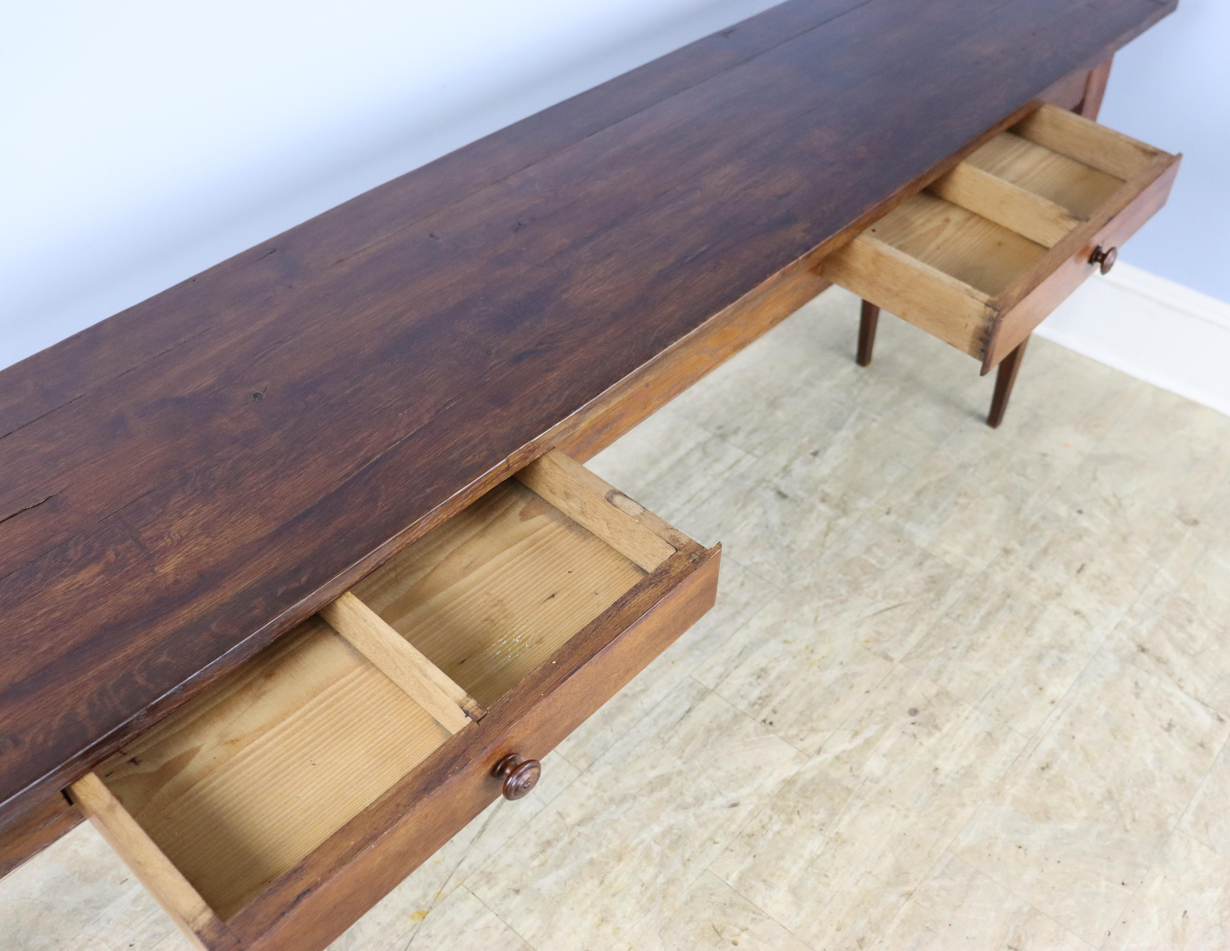Two Drawer Oak Server with Breadboard Ends For Sale 6