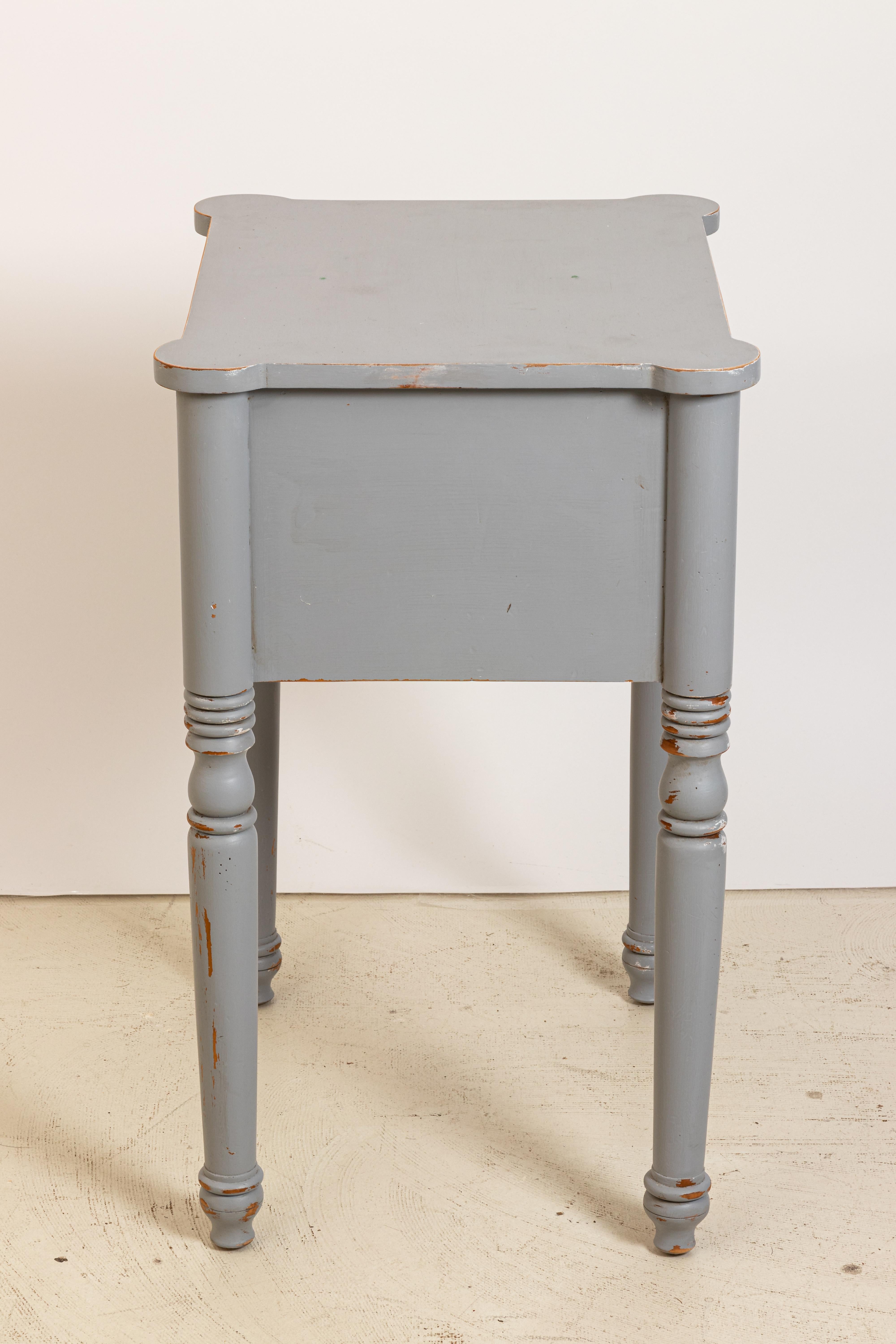 Hand-Painted Two-Drawer Painted Distressed Table For Sale