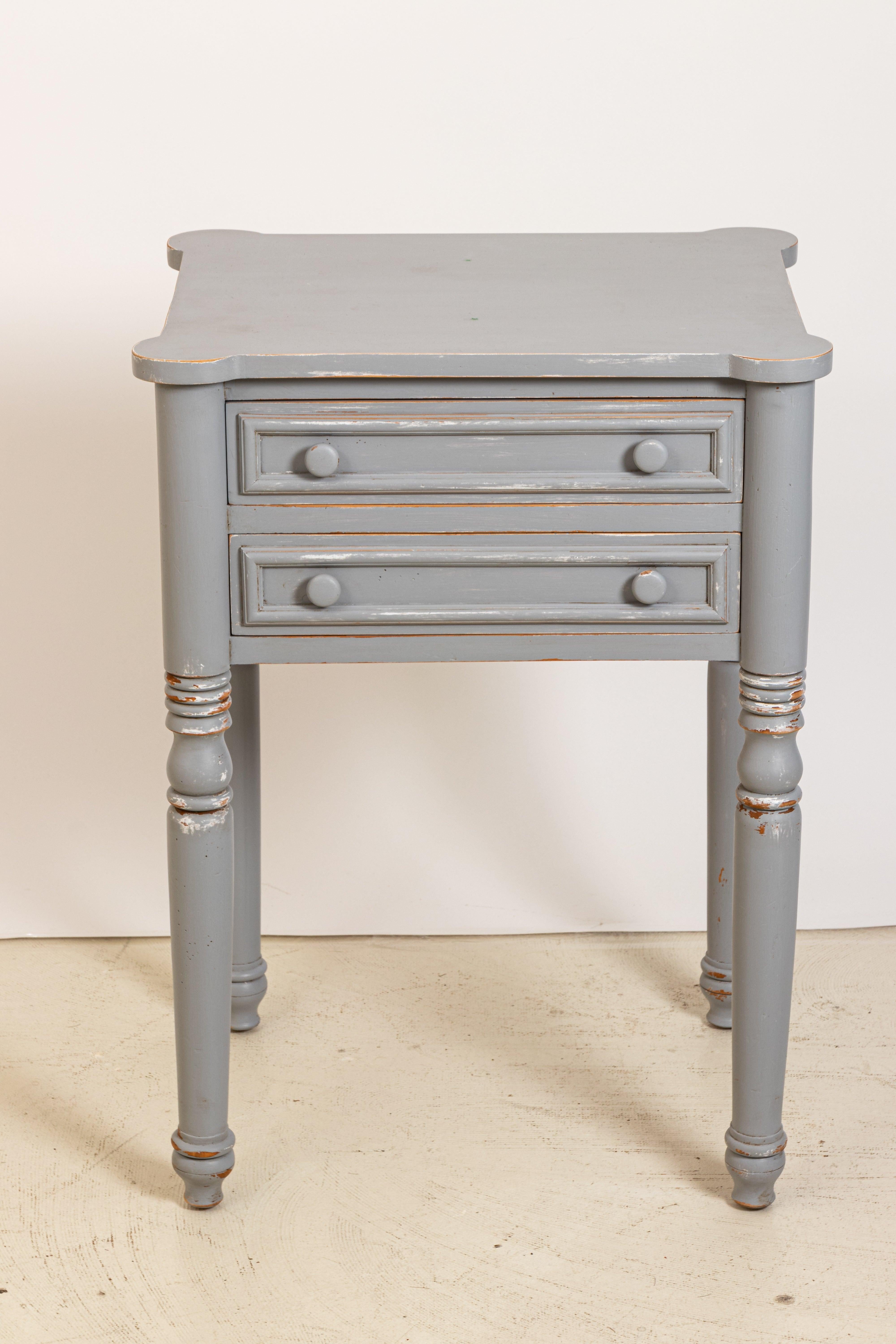Pine Two-Drawer Painted Distressed Table For Sale