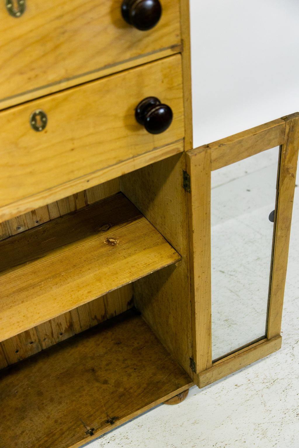 Two-Drawer Pine Glass Door Cabinet 1