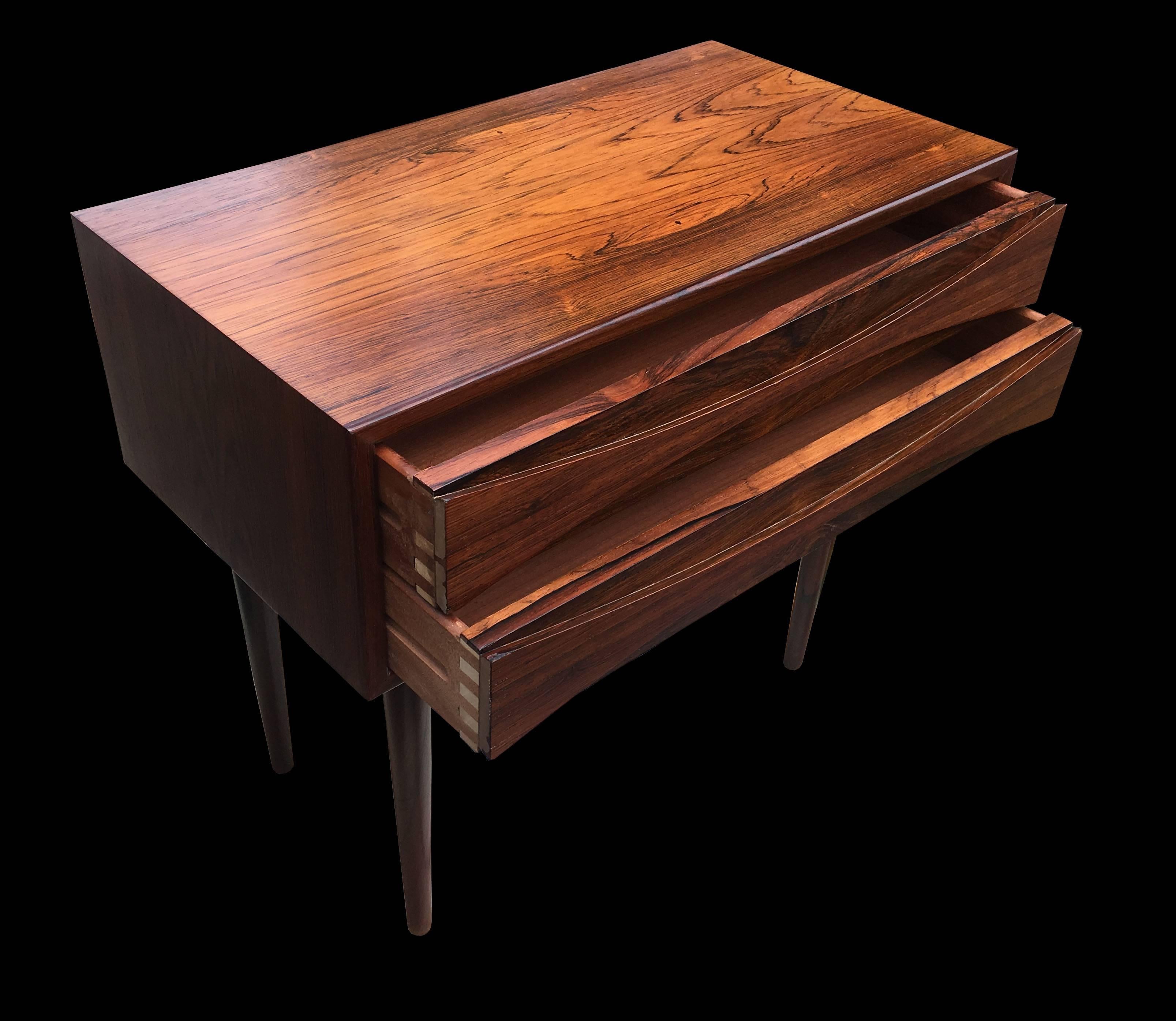 Scandinavian Modern Two-Drawer Rosewood Low Cabinet by Arne Vodder for NC Mobler
