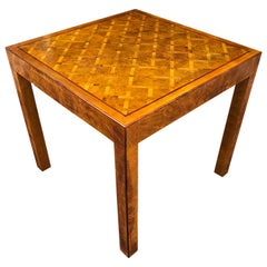 Two-Drawer Square Italian Parquet Game Table, Italy 1960s