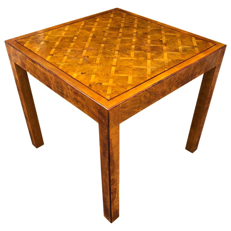 TwoDrawer Square Italian Parquet Game Table, Italy 1960s at 1stDibs