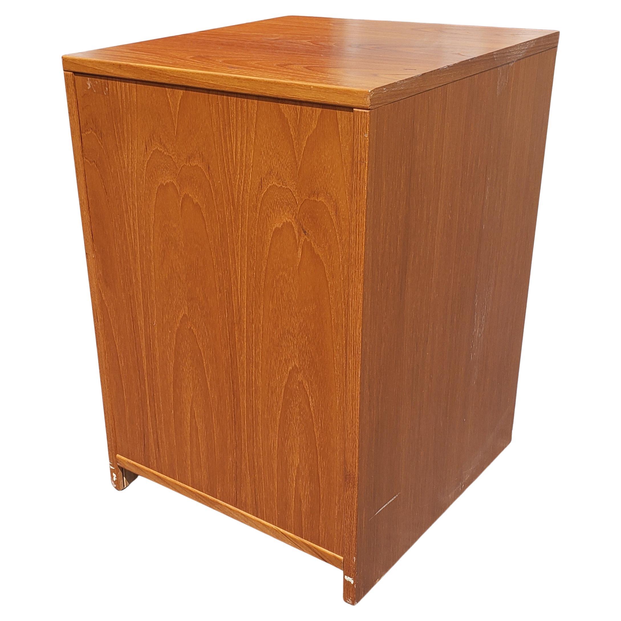Wood Two-Drawer Vertical Teakwood Filing Cabinet on Wheels