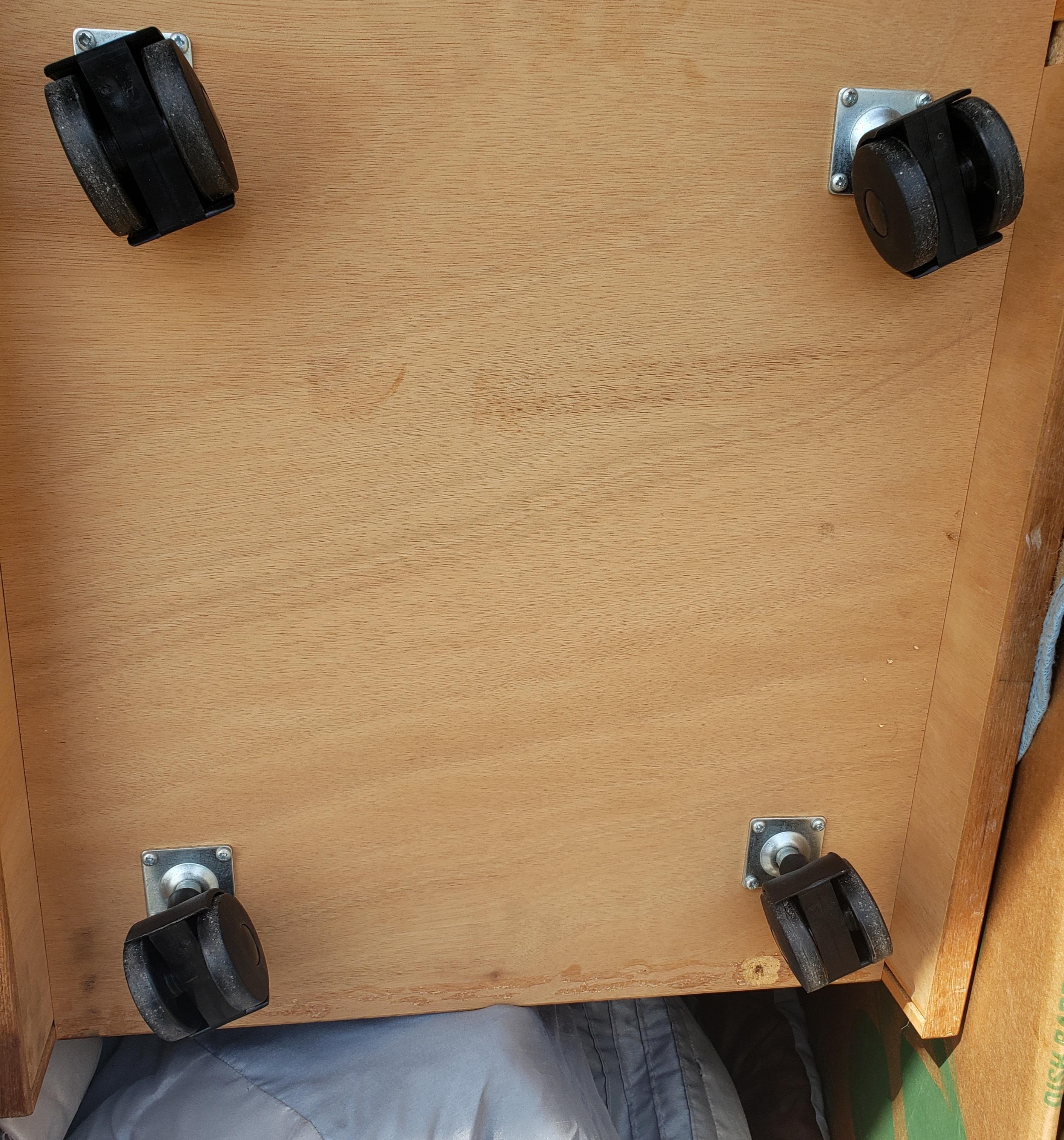 Two-Drawer Vertical Teakwood Filing Cabinet on Wheels 1