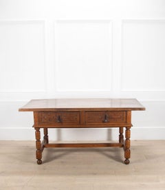 Two Drawer Walnut Spanish Side Table