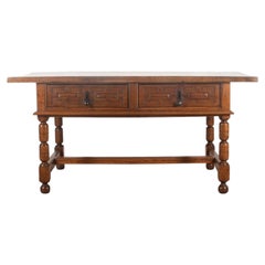 Two Drawer Walnut Spanish Side Table
