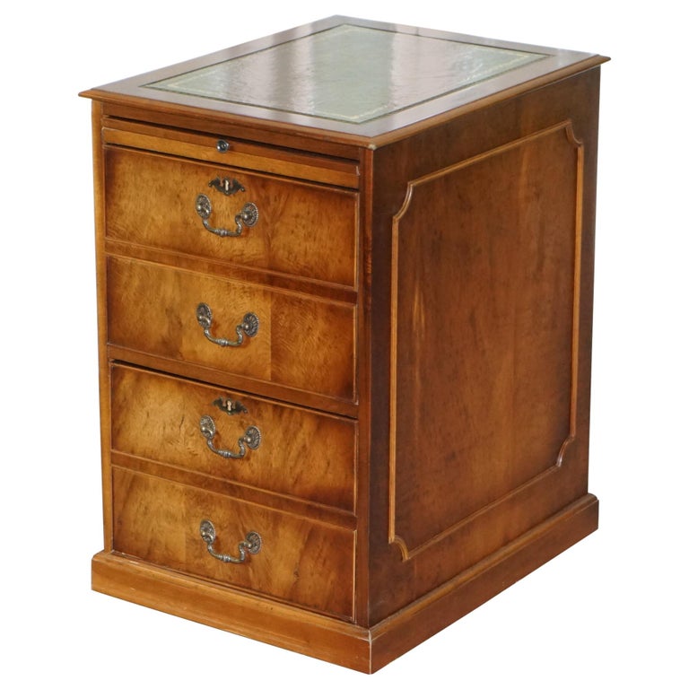 TwoDrawer with Butlers Serve Tray Burr Walnut Filing Green