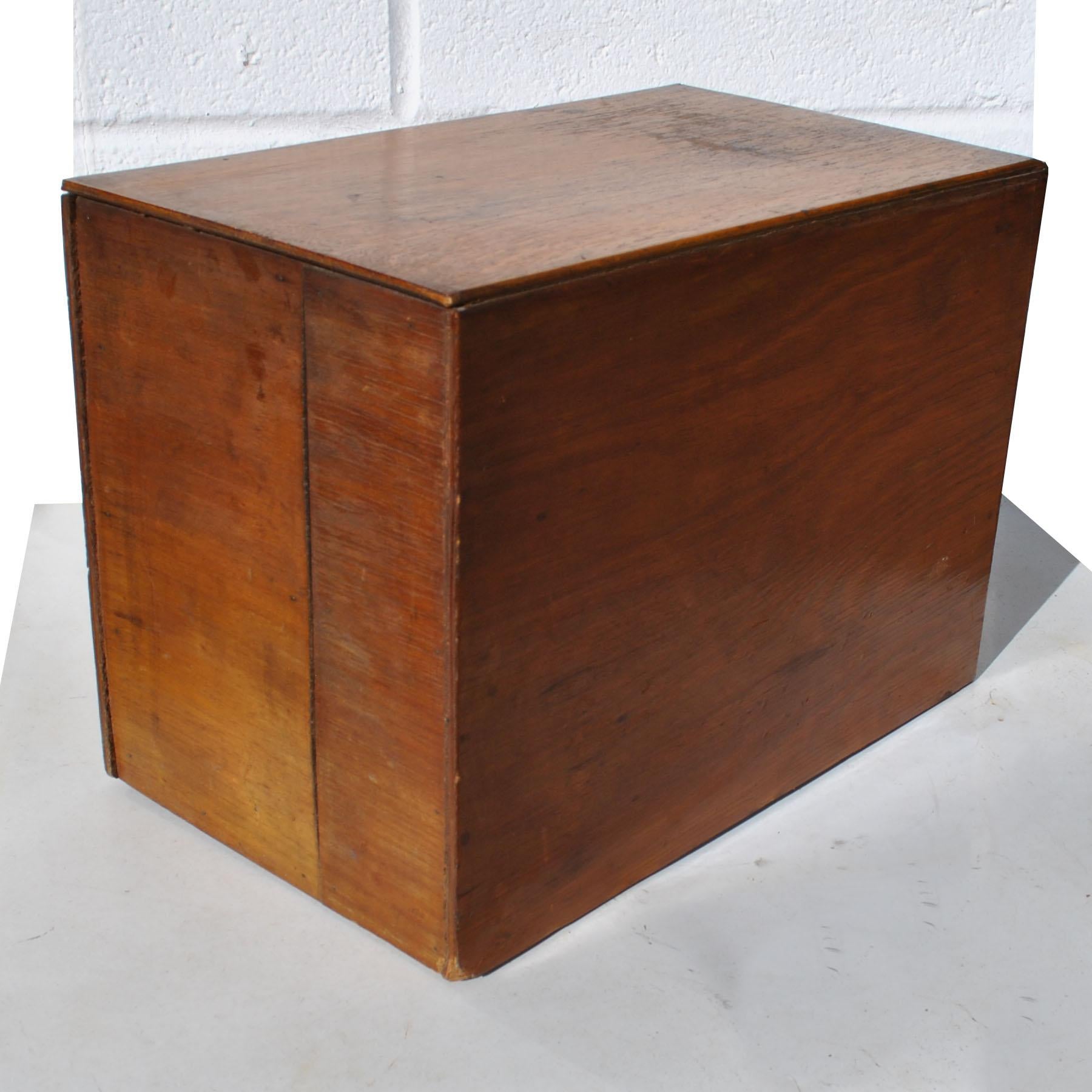Mid-20th Century Vintage Two Drawer Table Top Wooden Card File