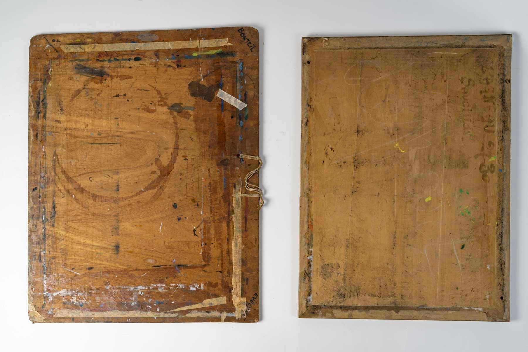 Mid-Century Modern Two Drawing Boards by a Parisian Artist from the 14th Arrondissement. For Sale