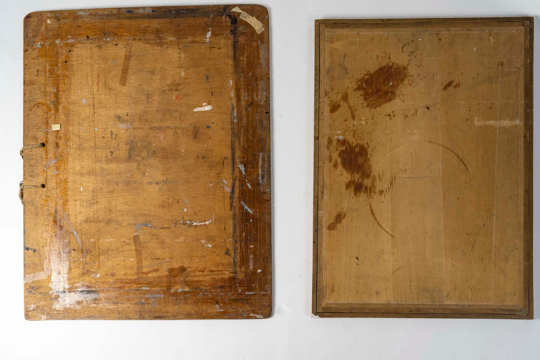French Two Drawing Boards by a Parisian Artist from the 14th Arrondissement. For Sale