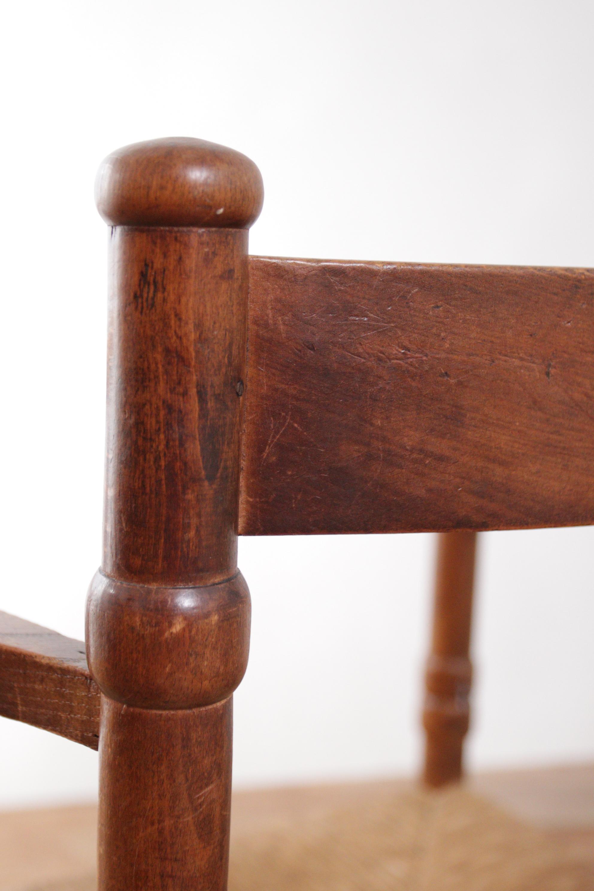 Two Dutch Rural Art Deco Ladder Back Oak Rush Seat Armchairs 1930's 11