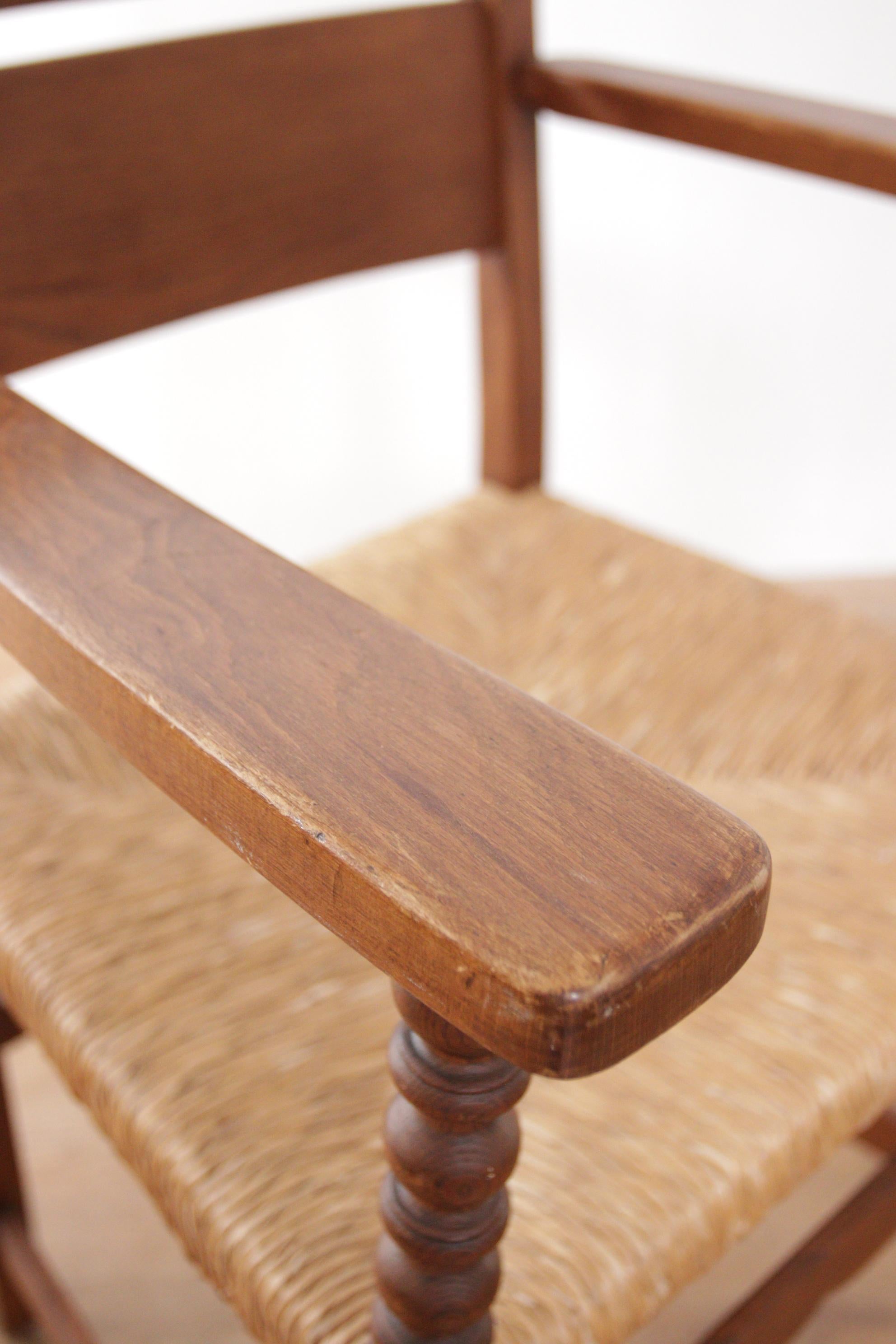 Jonc Deux fauteuils hollandais à dossier en échelle en Oak Oak Rush Seat 1950's  en vente