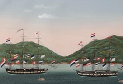 'Two Dutch Ships Anchored in the Bay of Nagasaki' by Kawahara Keiga '1786-1860'