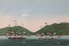 'Two Dutch Ships Anchored in the Bay of Nagasaki' by Kawahara Keiga '1786-1860'