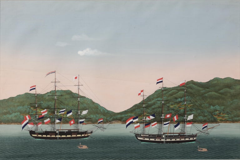 'Two Dutch Ships Anchored in the Bay of Nagasaki' by Kawahara Keiga ...