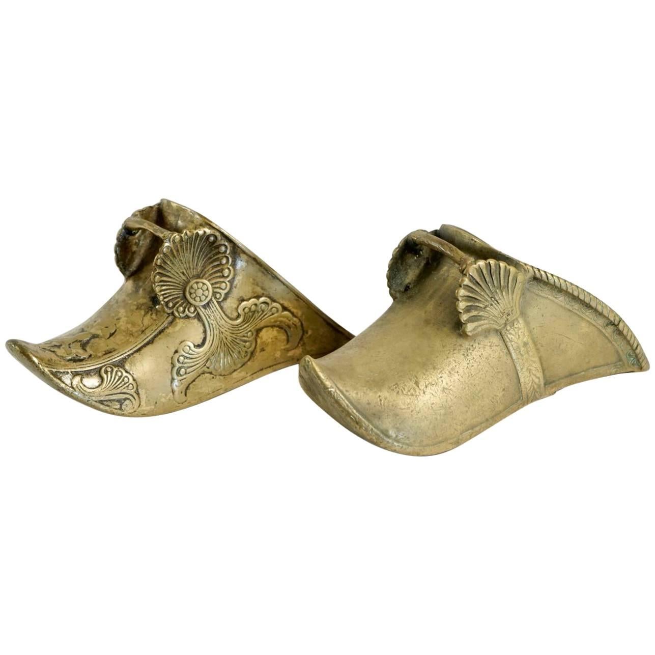 Two Dutch Shoes from the 17th Century in Bronze